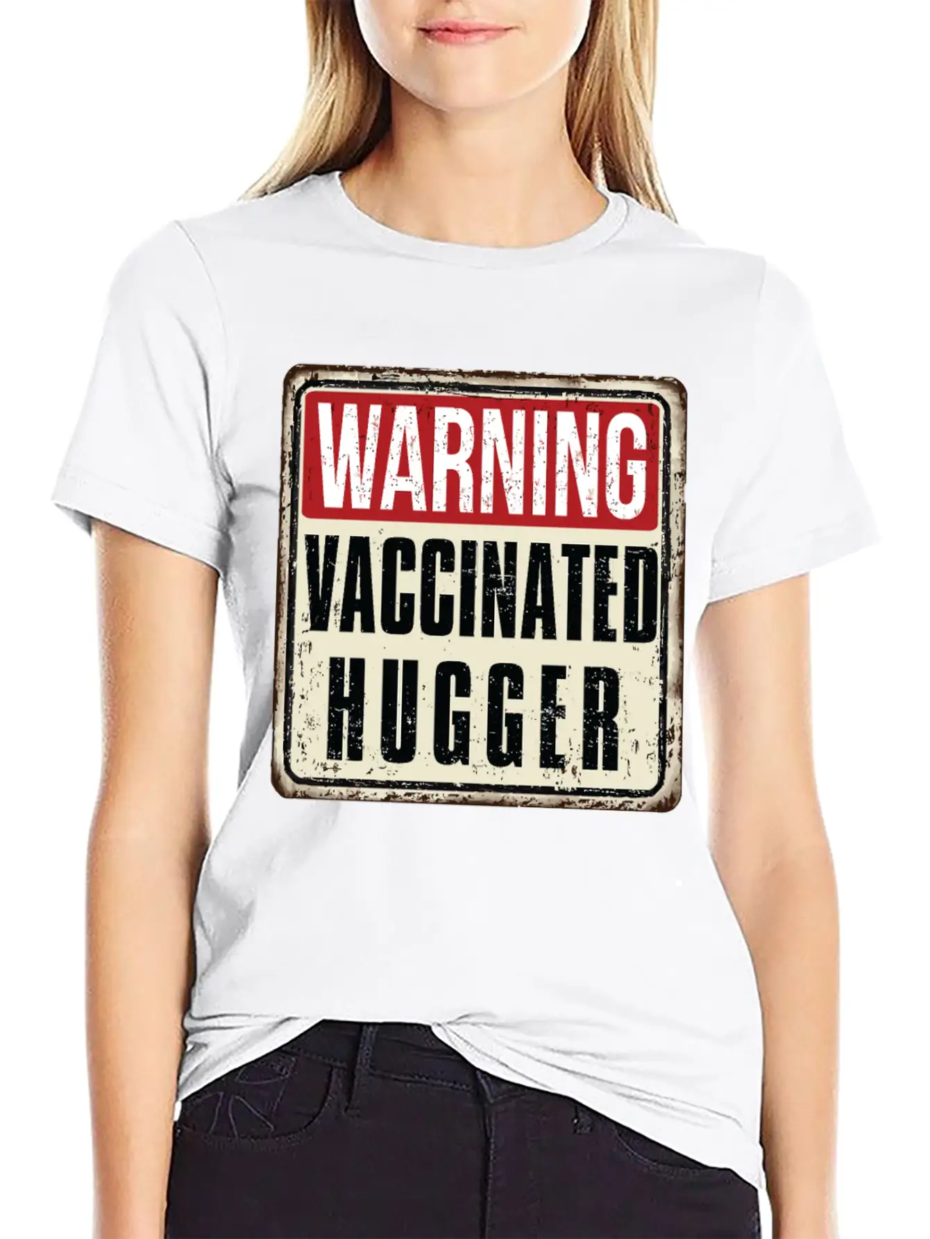 WARNING Vaccinated Hugger Basic Graphic T-Shirt ¨C Daily Comfort In Soft Cotton