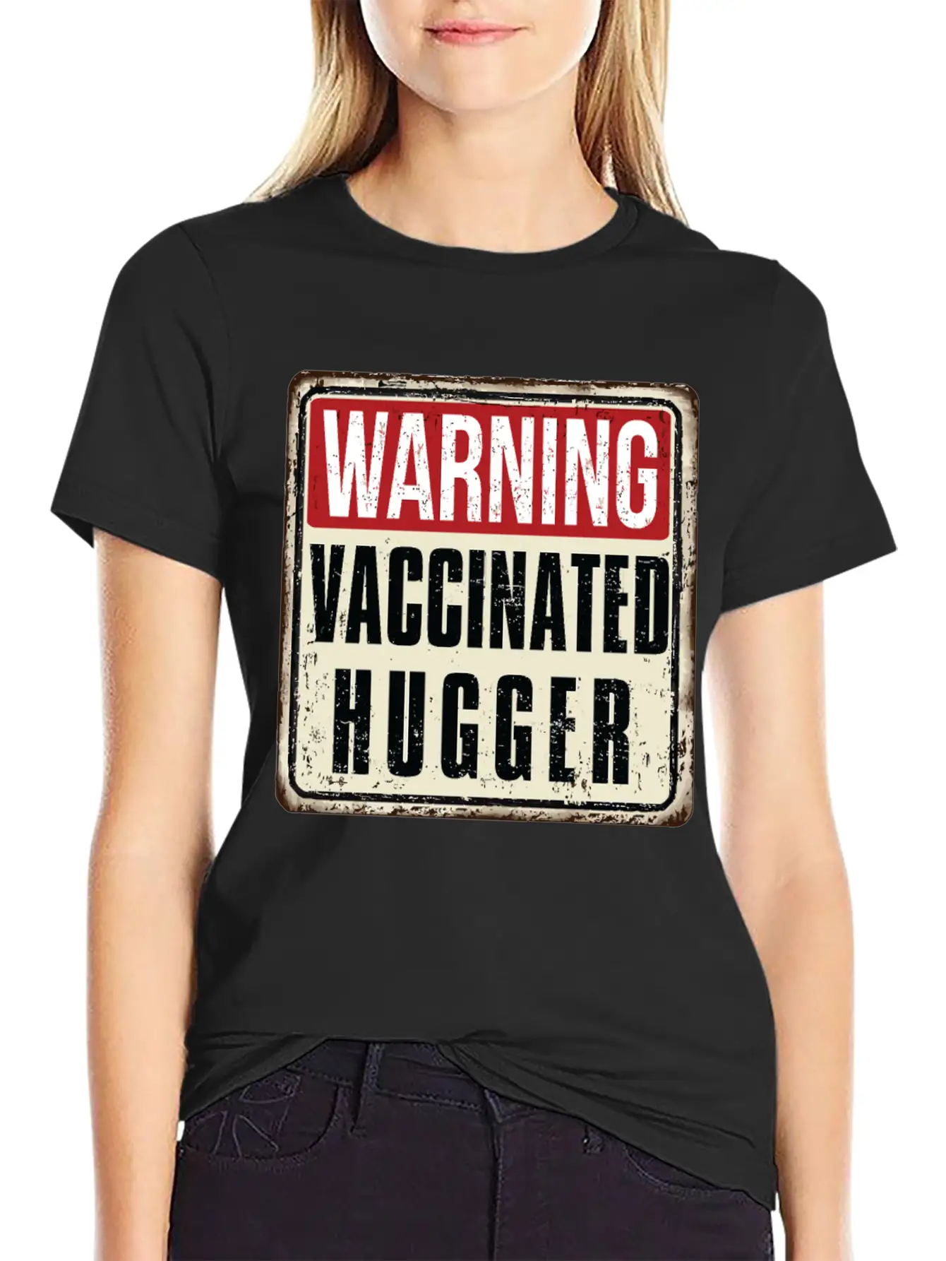 WARNING Vaccinated Hugger Basic Graphic T-Shirt ¨C Daily Comfort In Soft Cotton