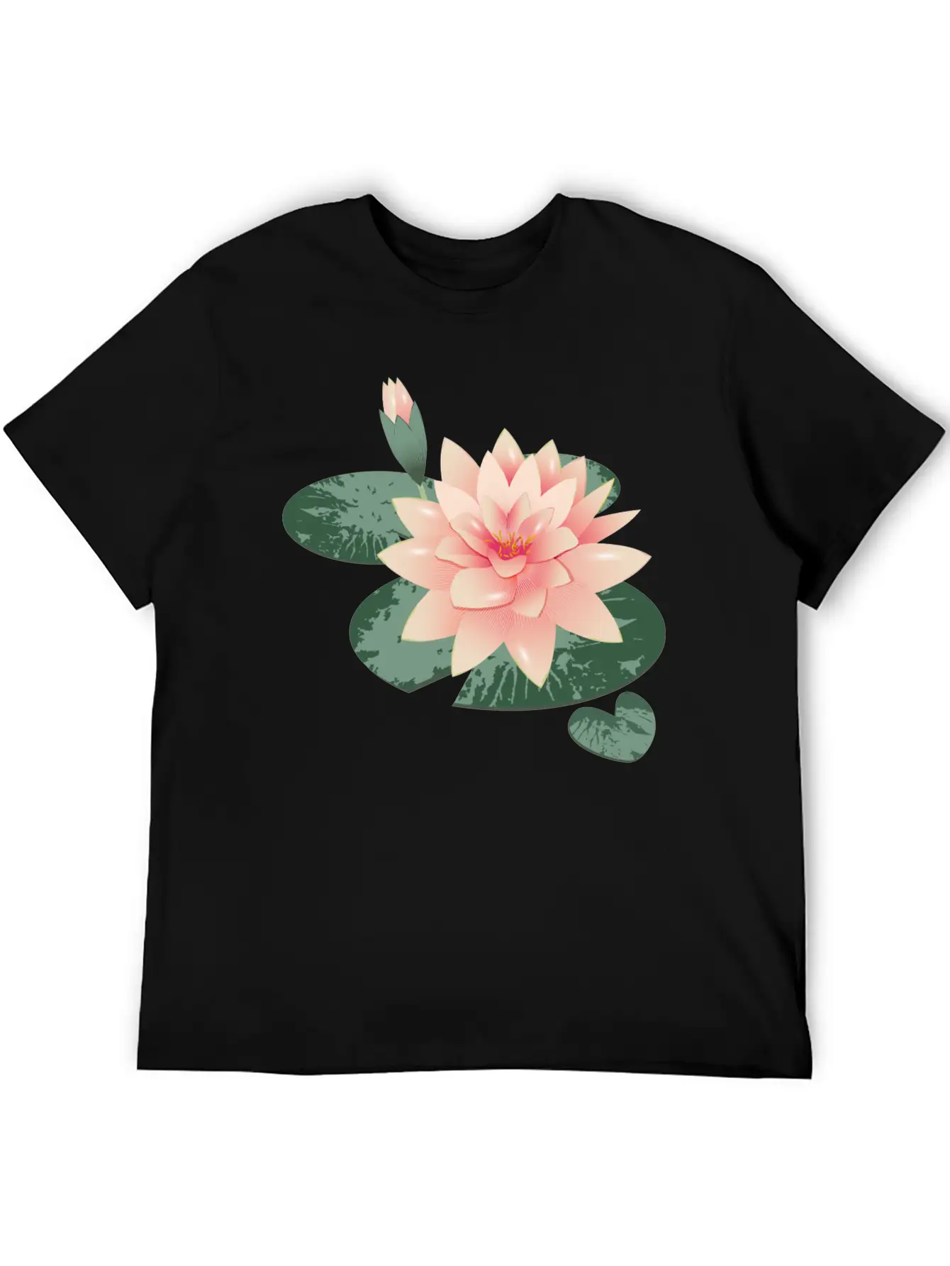 Water Lily Flower With Bud In Water Lily Pond Basic Graphic T-Shirt ¨C Daily Comfort In Soft Cotton