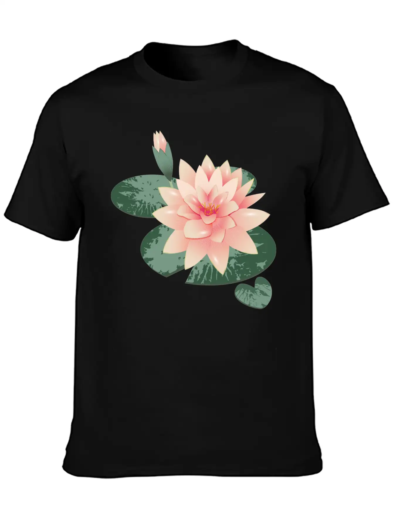 Water Lily Flower With Bud In Water Lily Pond Basic Graphic T-Shirt ¨C Daily Comfort In Soft Cotton