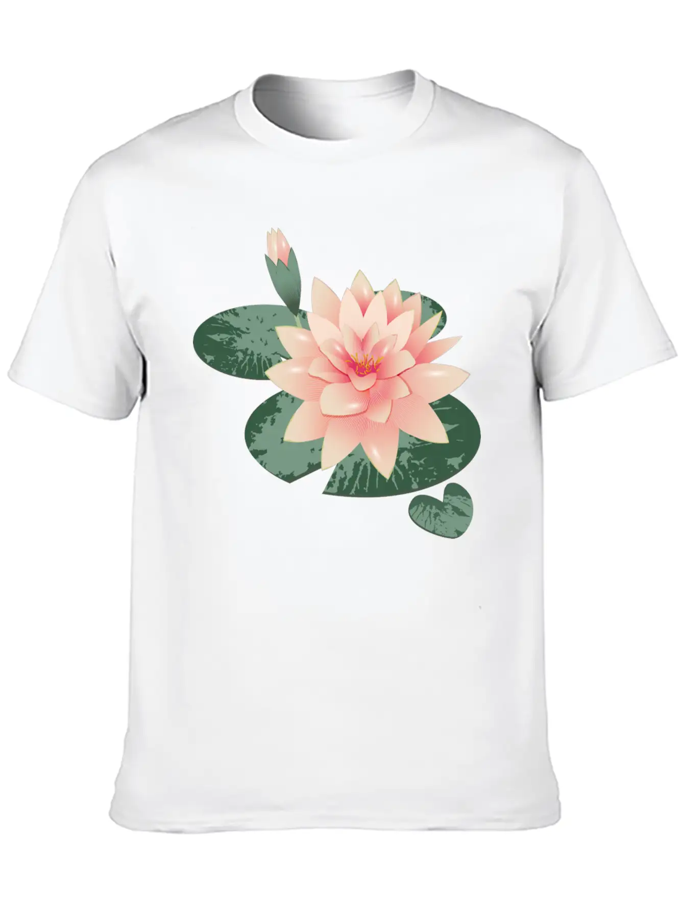 Water Lily Flower With Bud In Water Lily Pond Basic Graphic T-Shirt ¨C Daily Comfort In Soft Cotton