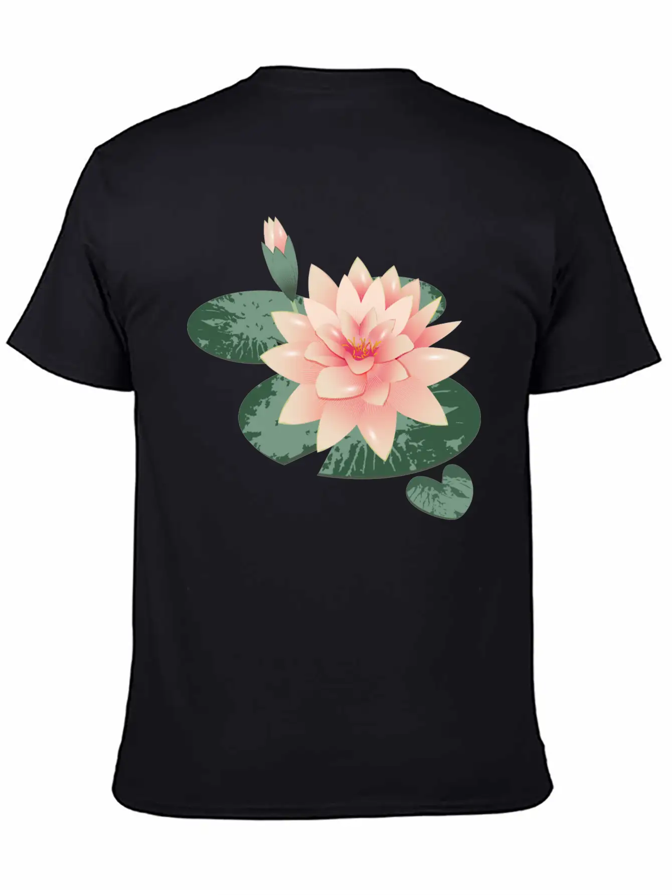Water Lily Flower With Bud In Water Lily Pond Basic Graphic T-Shirt ¨C Daily Comfort In Soft Cotton