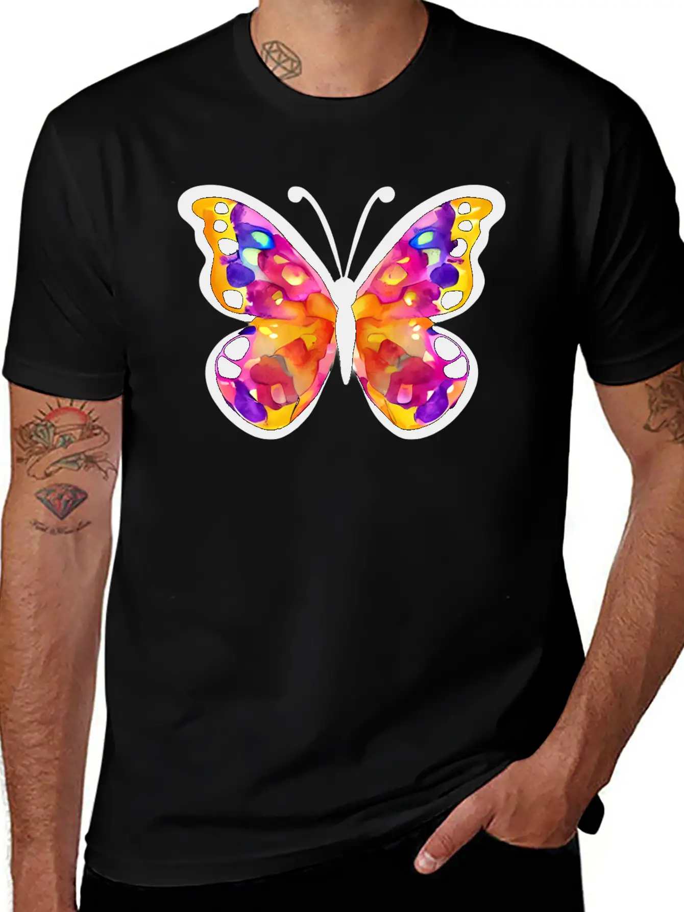 Watercolor Butterfly Basic Graphic T-Shirt ¨C Daily Comfort In Soft Cotton