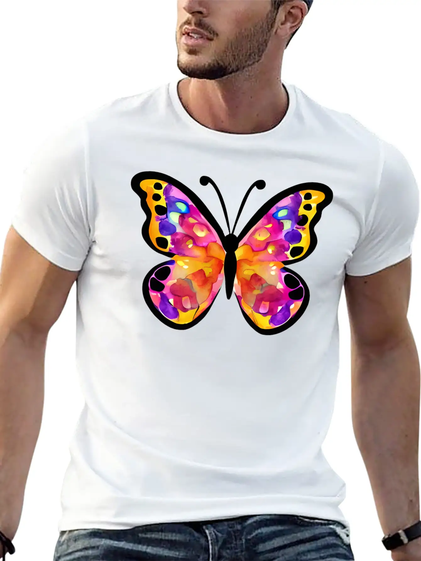 Watercolor Butterfly Basic Graphic T-Shirt ¨C Daily Comfort In Soft Cotton