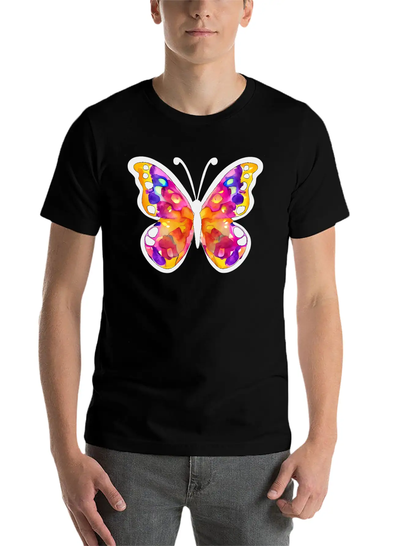 Watercolor Butterfly Basic Graphic T-Shirt ¨C Daily Comfort In Soft Cotton