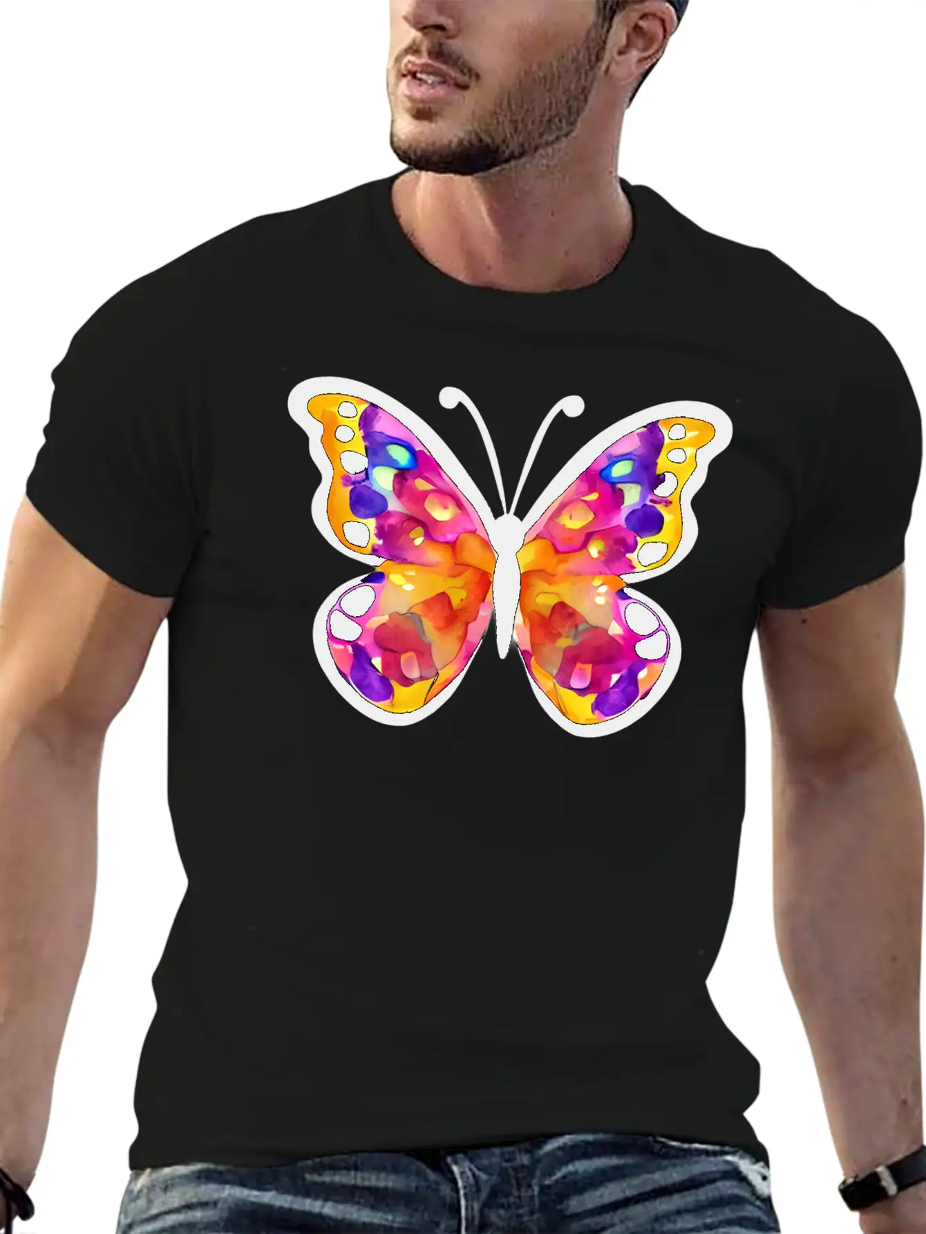 Watercolor Butterfly Basic Graphic T-Shirt ¨C Daily Comfort In Soft Cotton