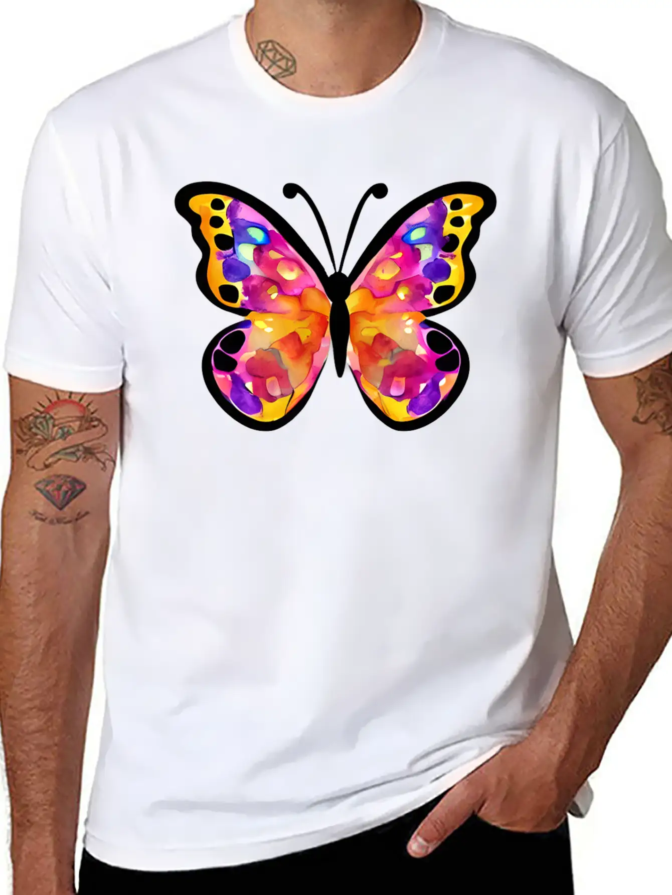 Watercolor Butterfly Basic Graphic T-Shirt ¨C Daily Comfort In Soft Cotton