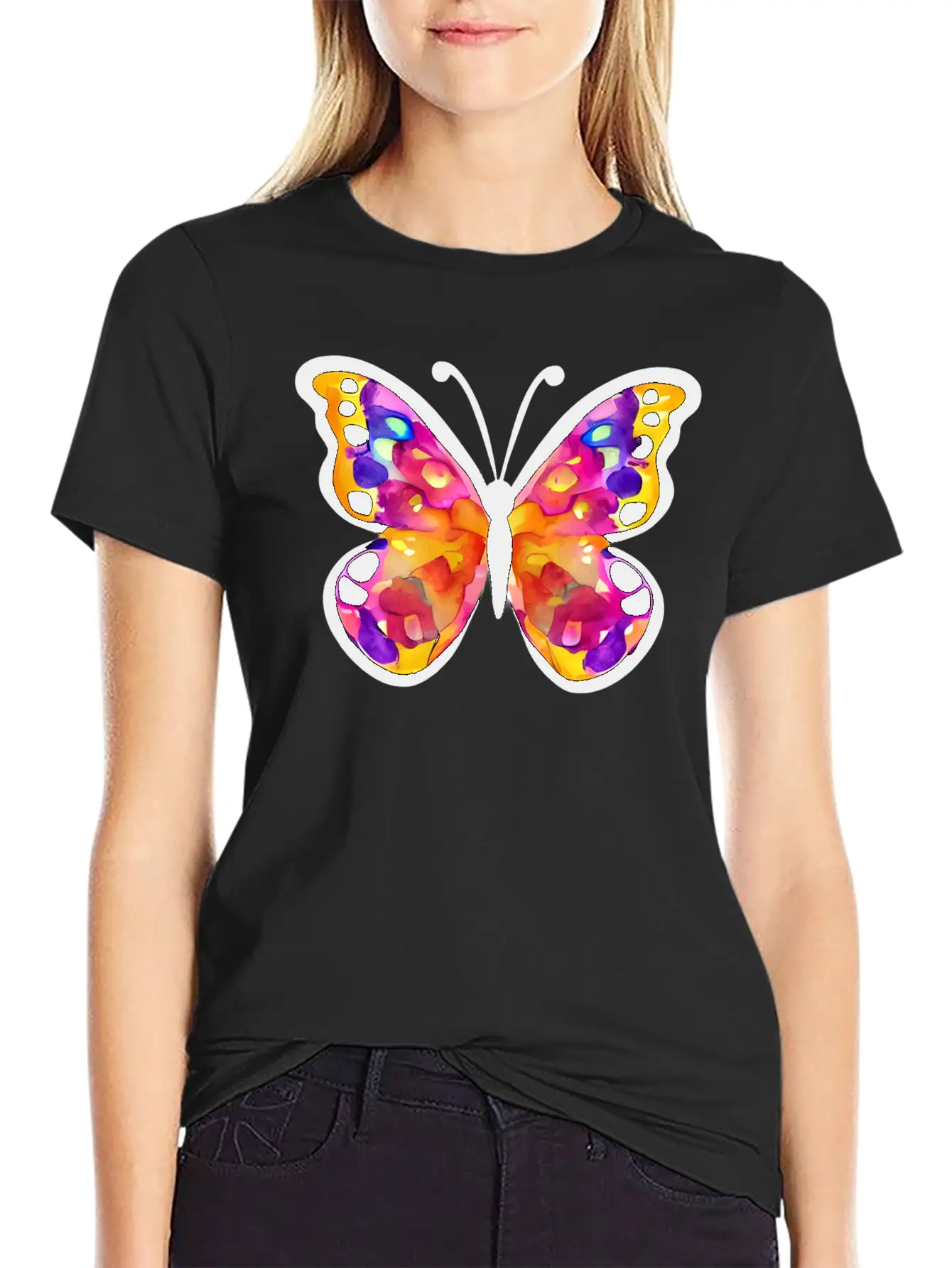 Watercolor Butterfly Basic Graphic T-Shirt ¨C Daily Comfort In Soft Cotton
