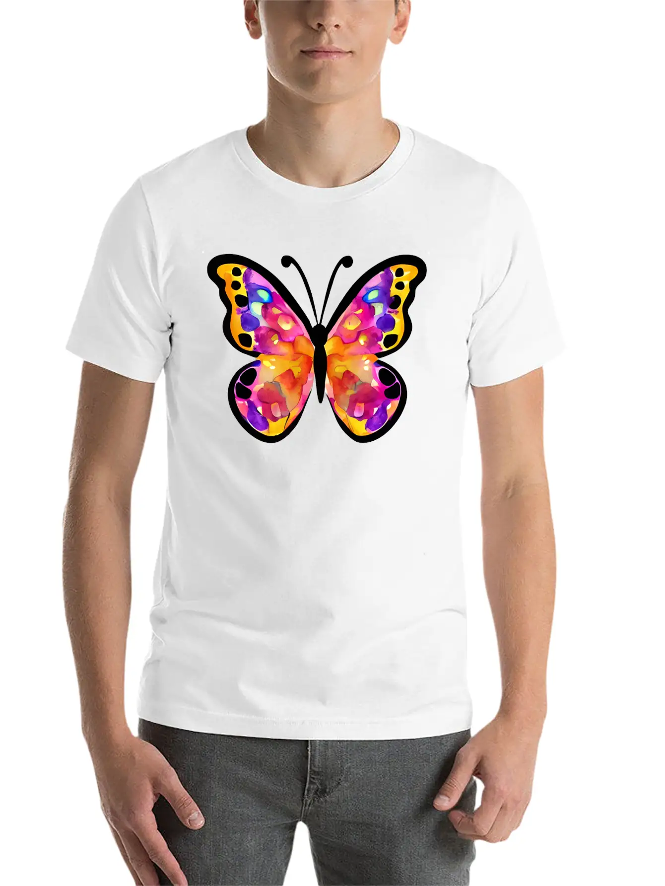 Watercolor Butterfly Basic Graphic T-Shirt ¨C Daily Comfort In Soft Cotton