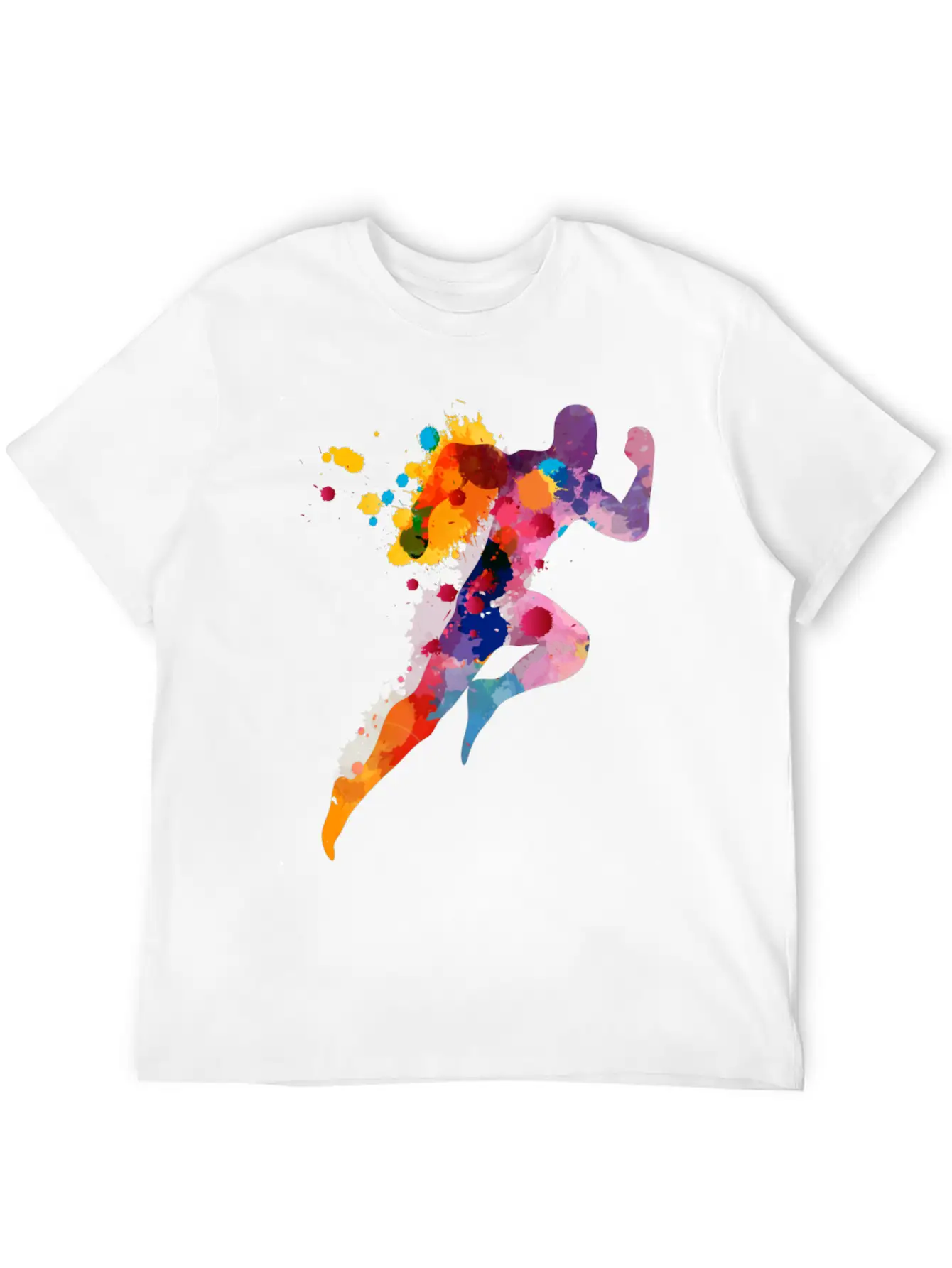 Watercolor Running Man Basic Graphic T-Shirt ¨C Daily Comfort In Soft Cotton