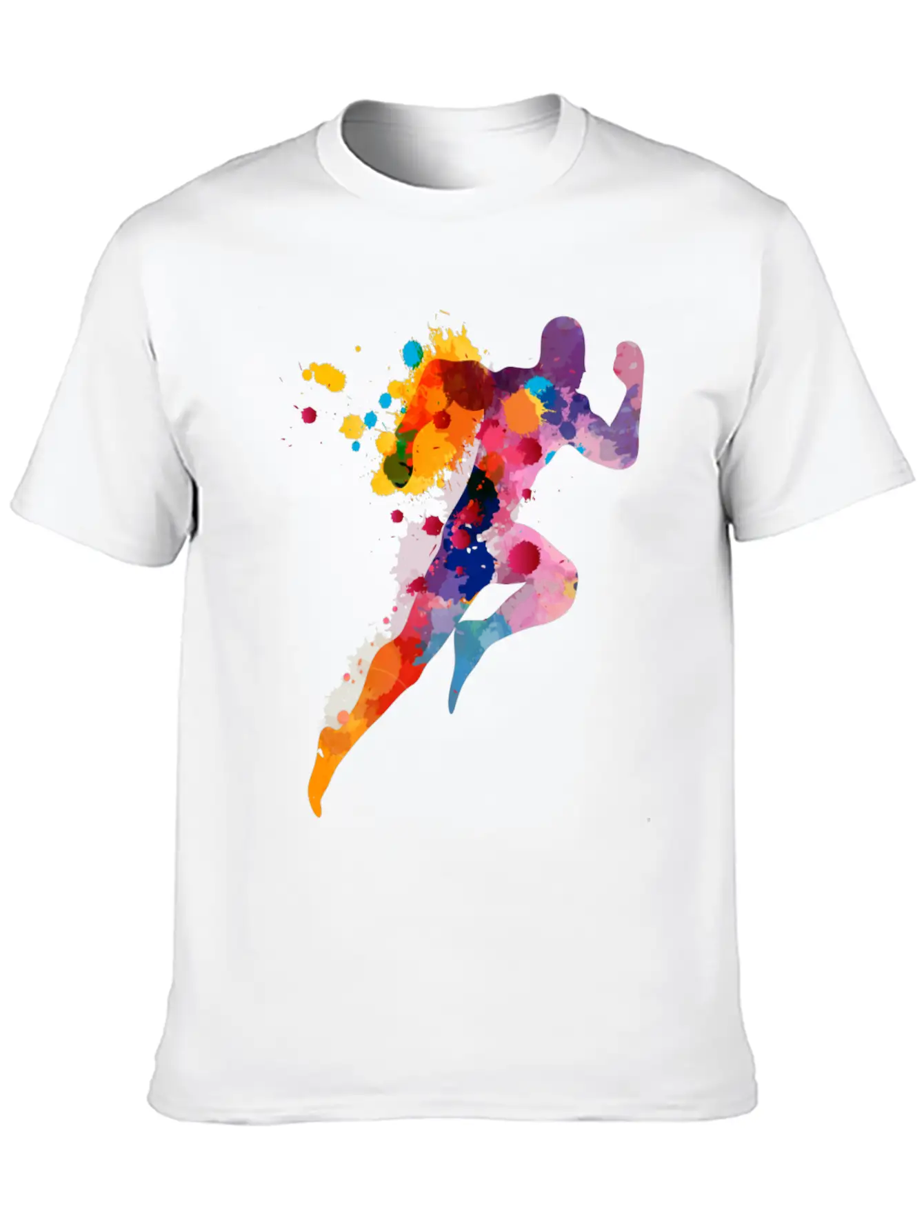 Watercolor Running Man Basic Graphic T-Shirt ¨C Daily Comfort In Soft Cotton