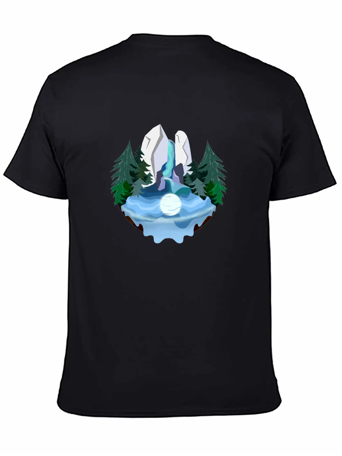 Waterfall In Forest At Night Essential Cotton Tee For Daily Outfits ¨C Unisex Style