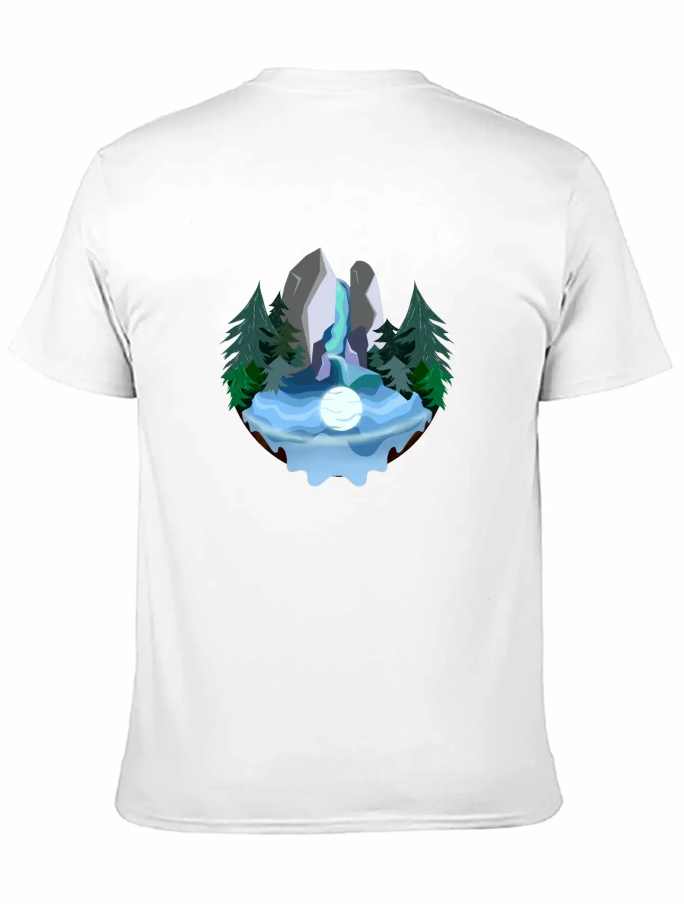 Waterfall In Forest At Night Essential Cotton Tee For Daily Outfits ¨C Unisex Style
