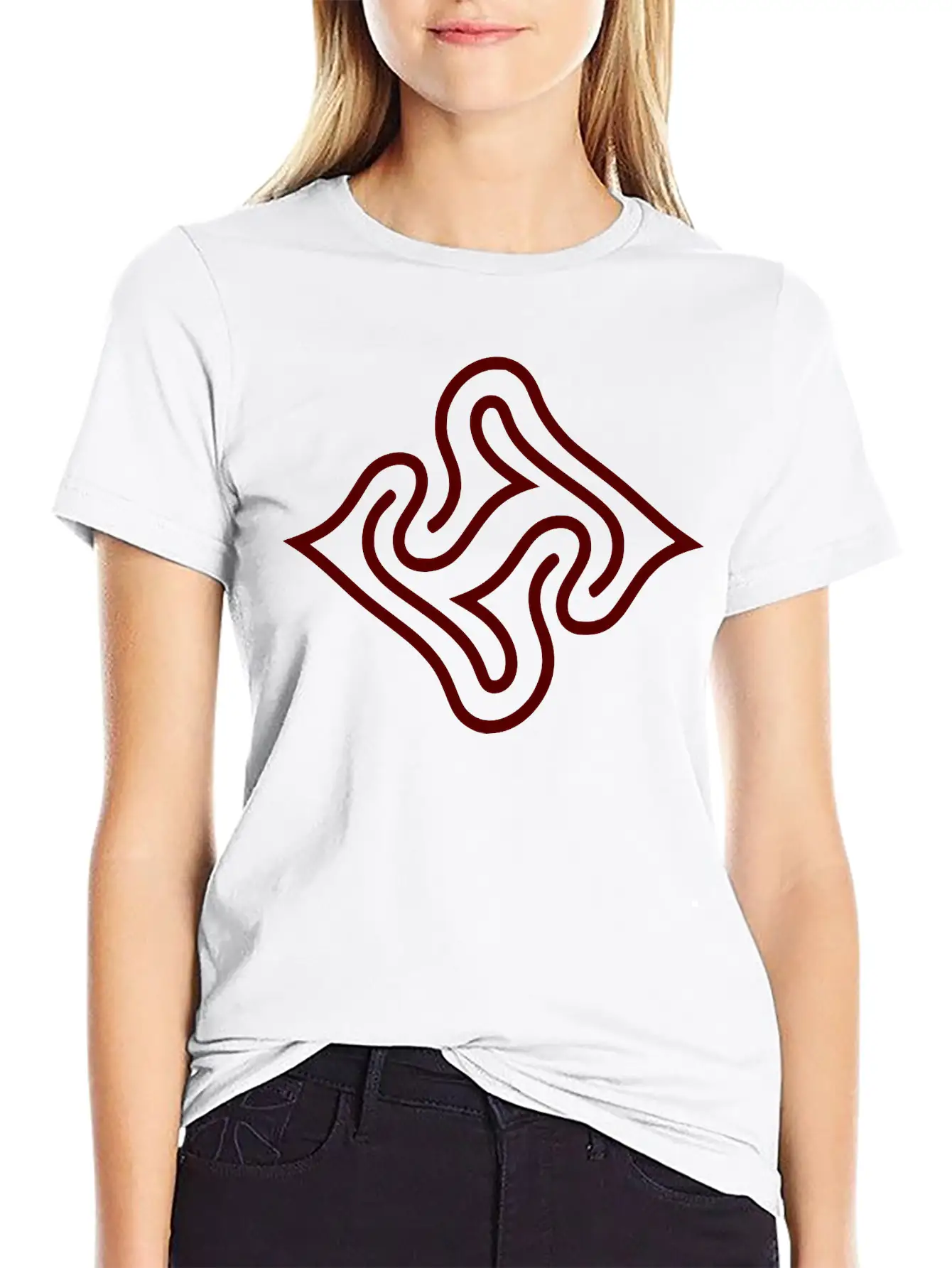 Wavy Line Maze Design Vector Essential Cotton Tee For Daily Outfits ¨C Unisex Style