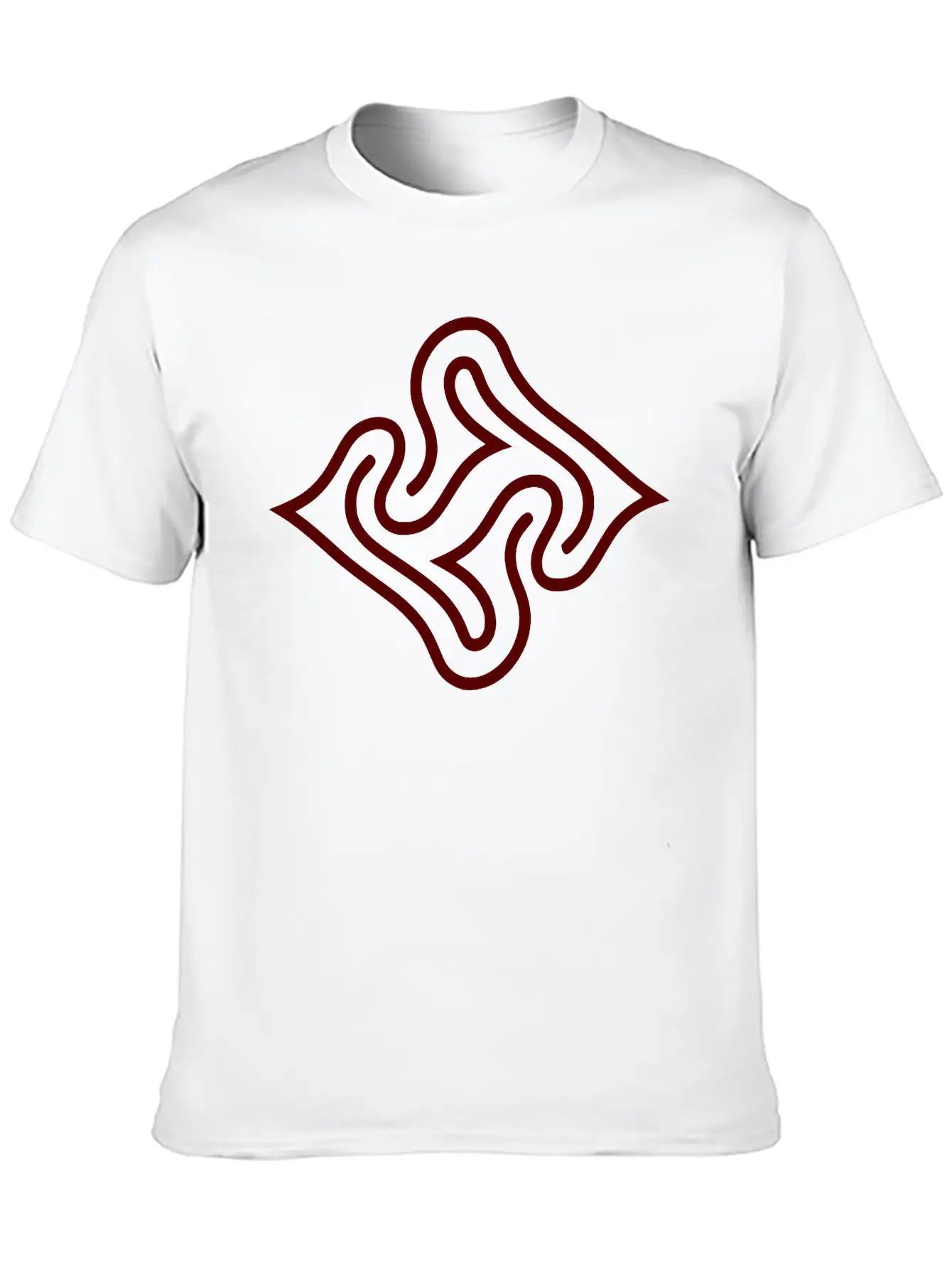 Wavy Line Maze Design Vector Essential Cotton Tee For Daily Outfits ¨C Unisex Style