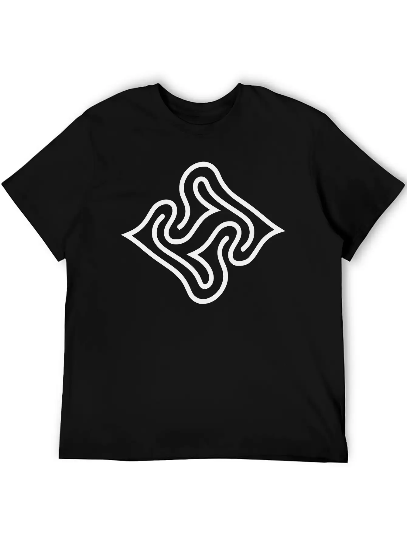 Wavy Line Maze Design Vector Essential Cotton Tee For Daily Outfits ¨C Unisex Style