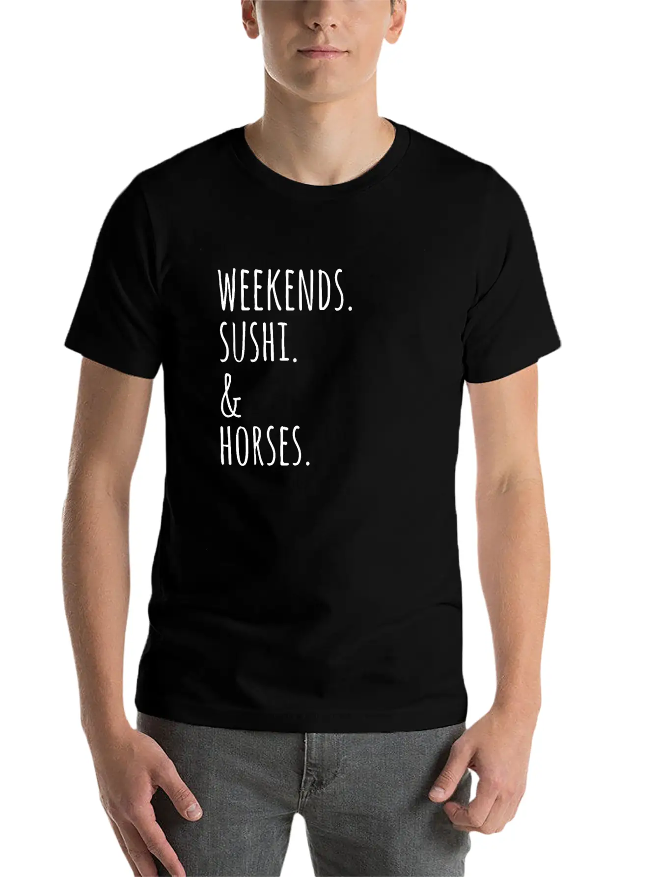 Weekends Sushi And Horses Basic Graphic T-Shirt ¨C Daily Comfort In Soft Cotton