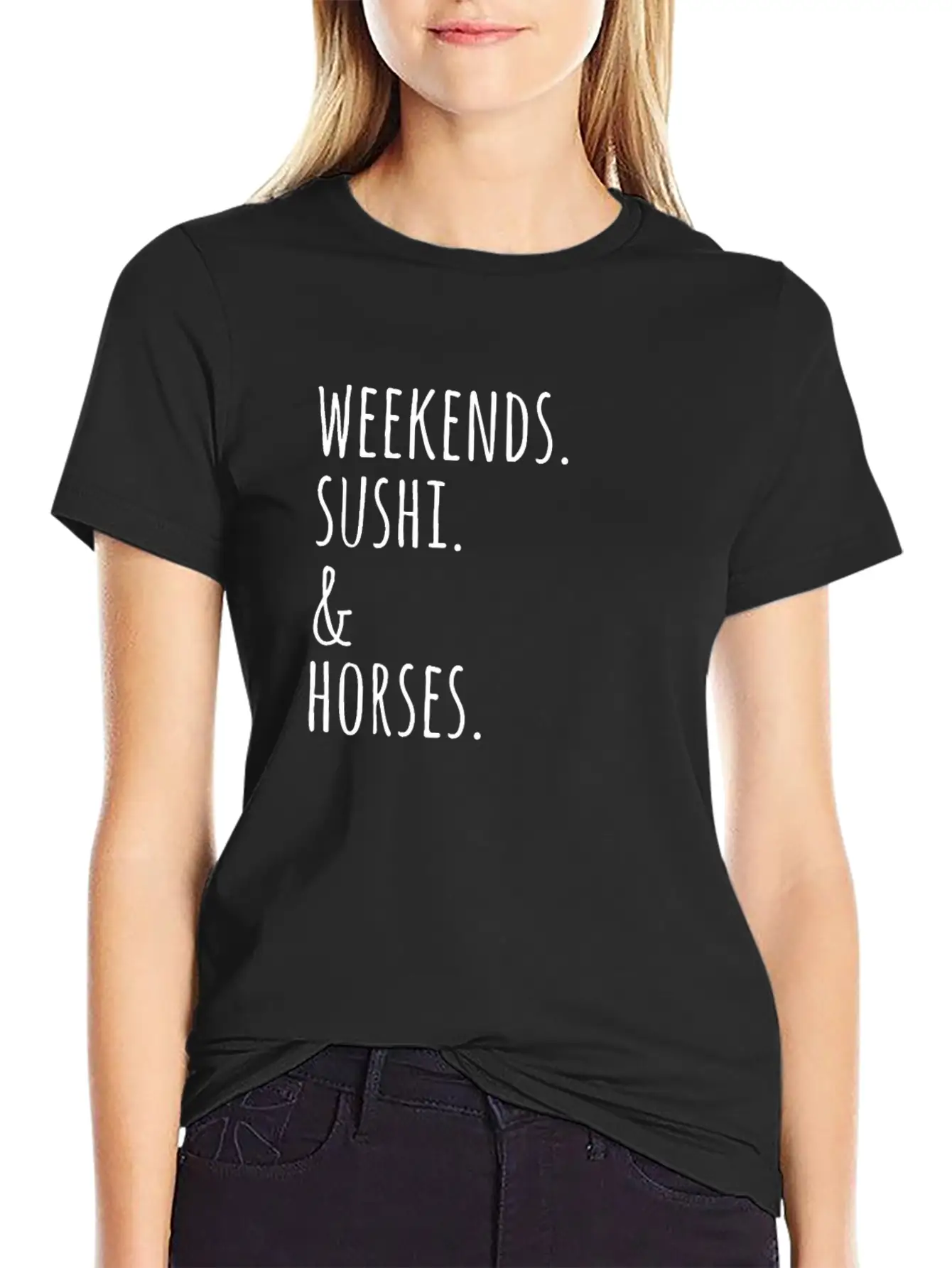 Weekends Sushi And Horses Basic Graphic T-Shirt ¨C Daily Comfort In Soft Cotton