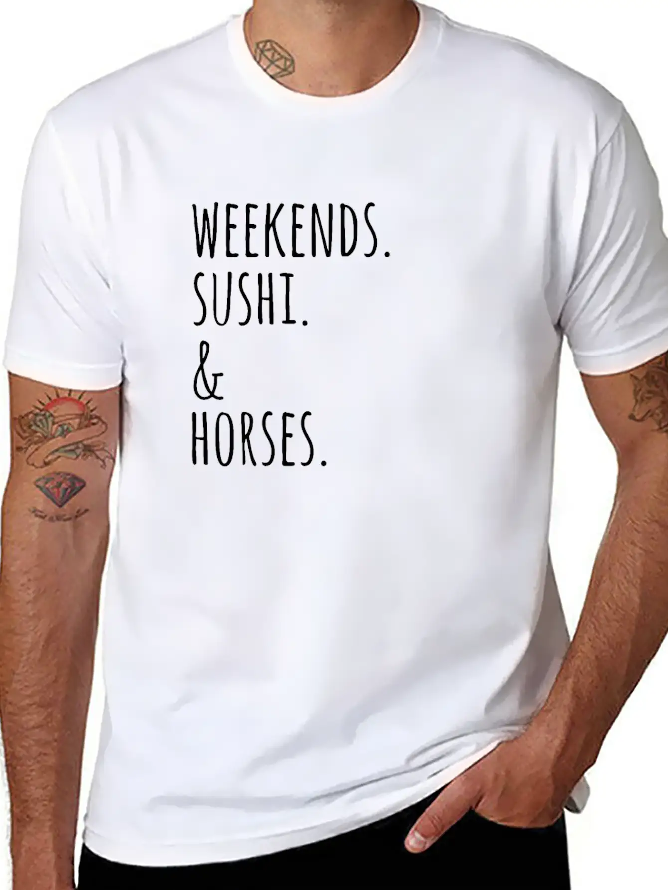 Weekends Sushi And Horses Basic Graphic T-Shirt ¨C Daily Comfort In Soft Cotton