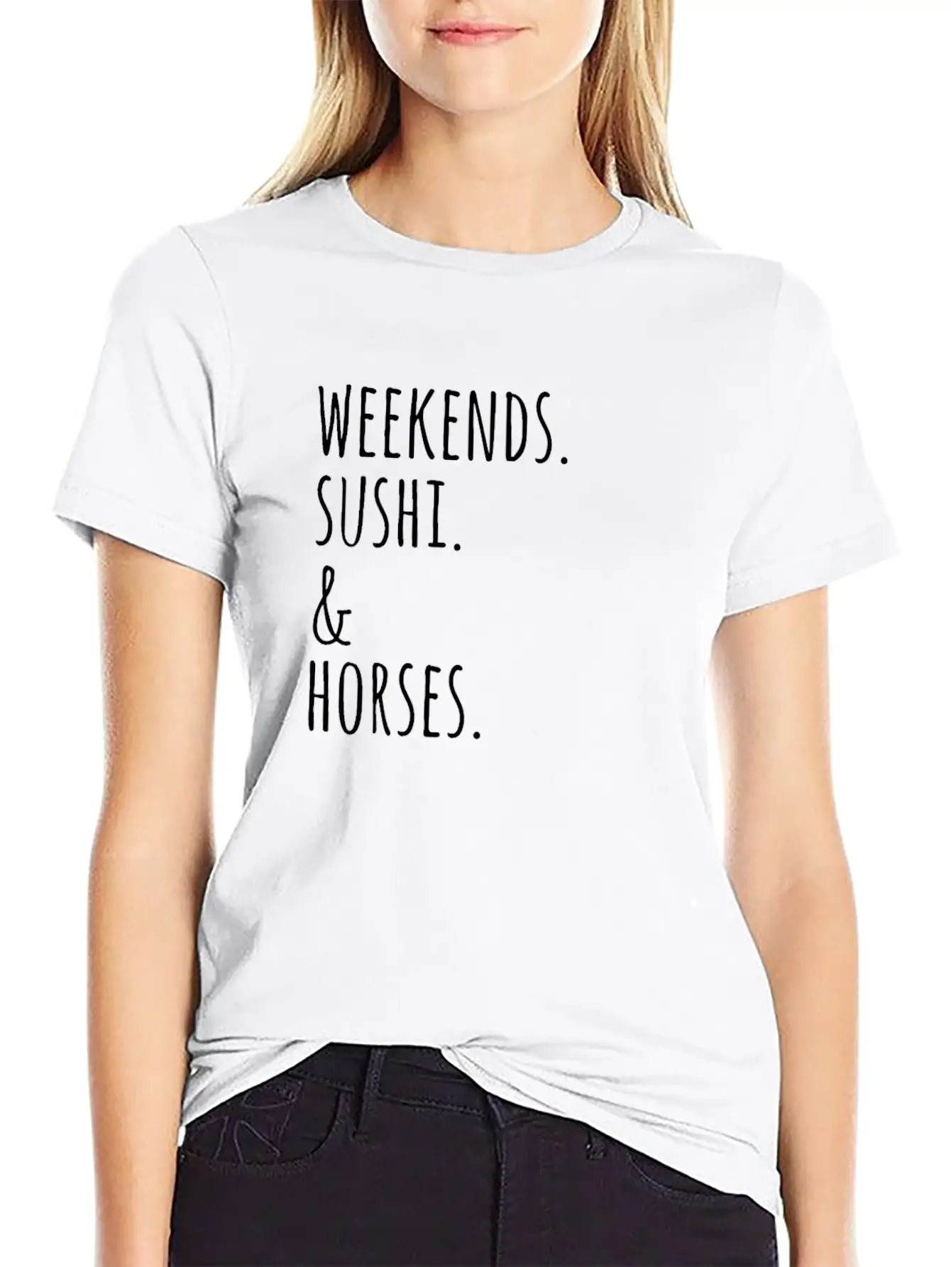 Weekends Sushi And Horses Basic Graphic T-Shirt ¨C Daily Comfort In Soft Cotton