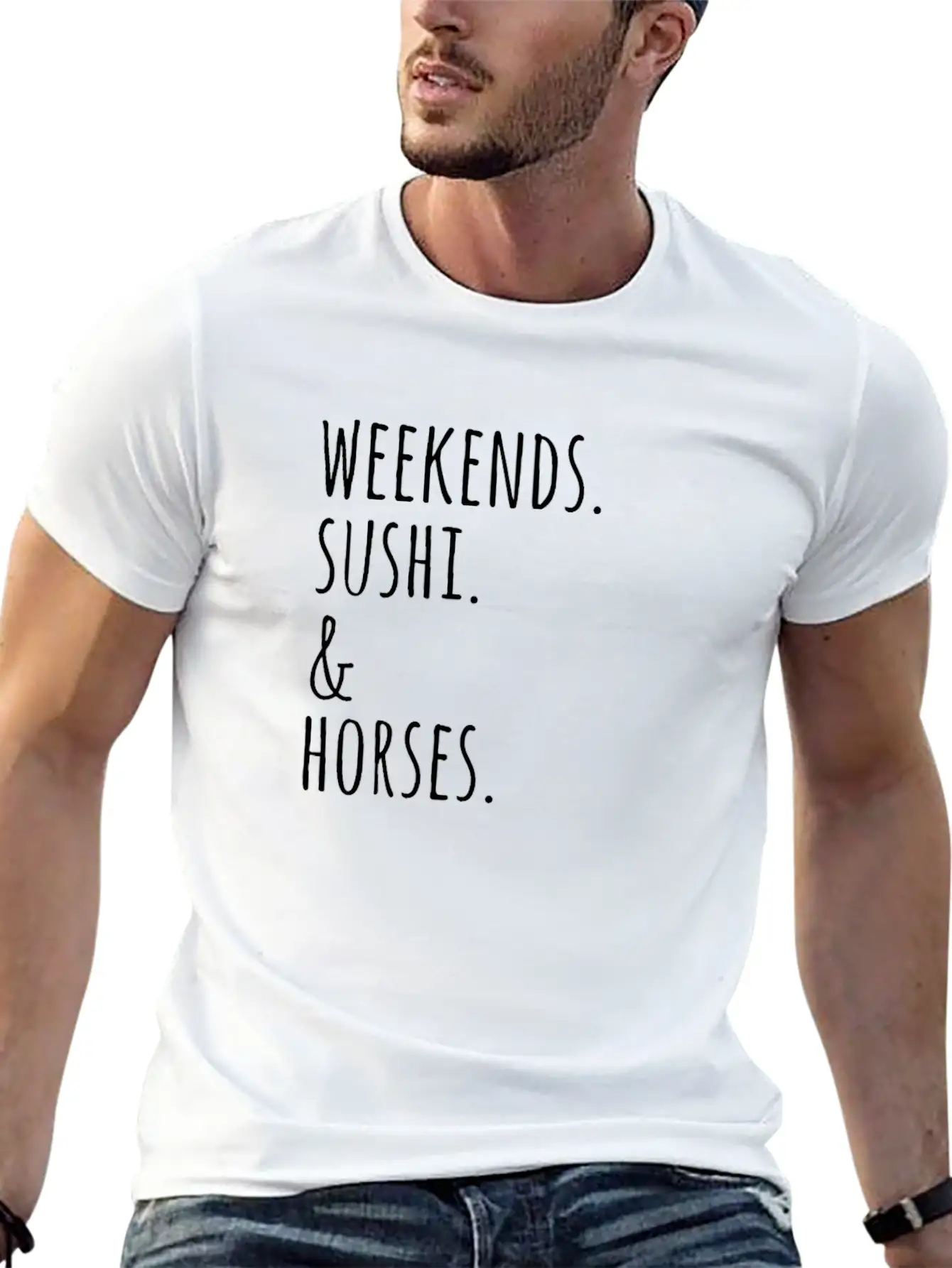 Weekends Sushi And Horses Basic Graphic T-Shirt ¨C Daily Comfort In Soft Cotton