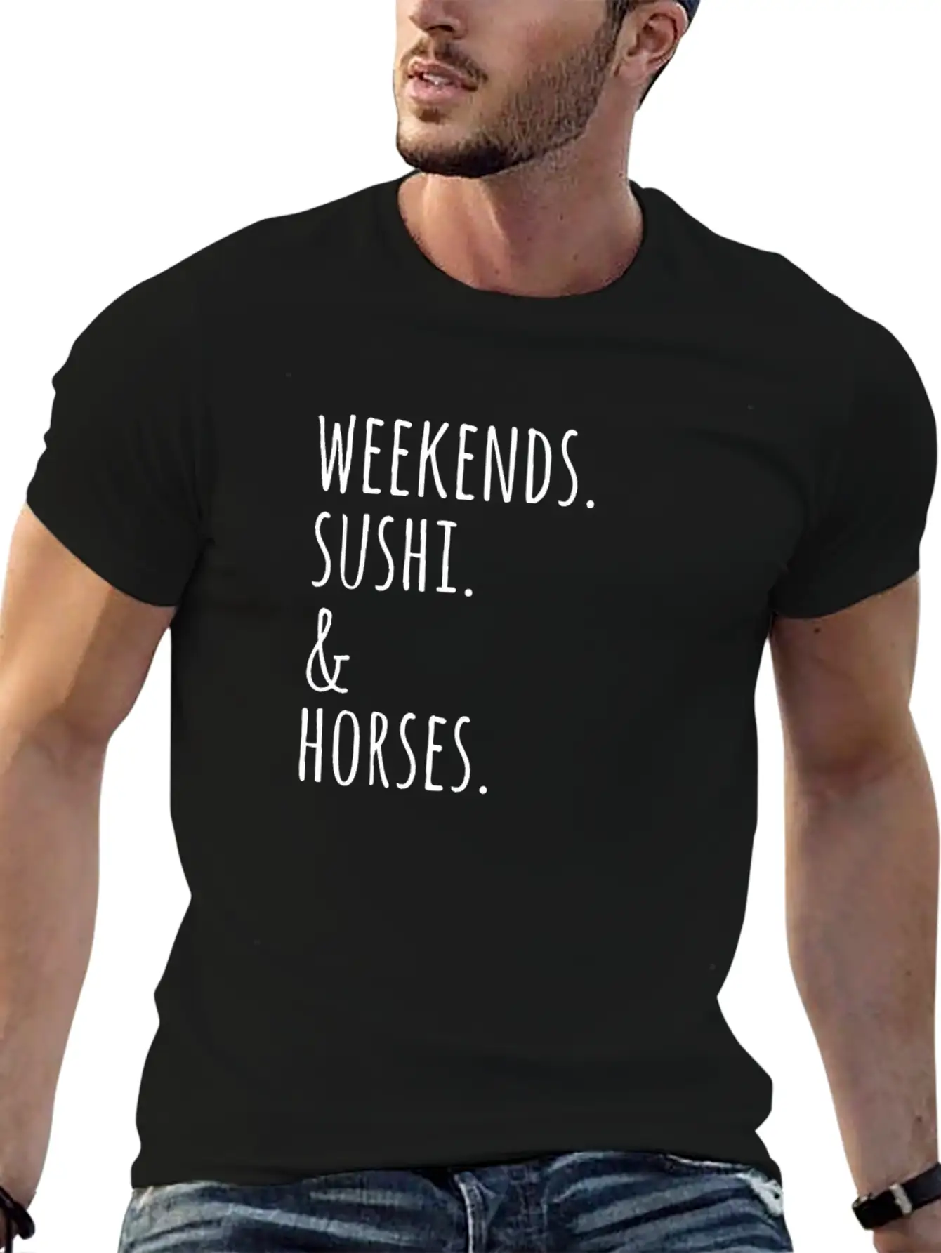Weekends Sushi And Horses Basic Graphic T-Shirt ¨C Daily Comfort In Soft Cotton