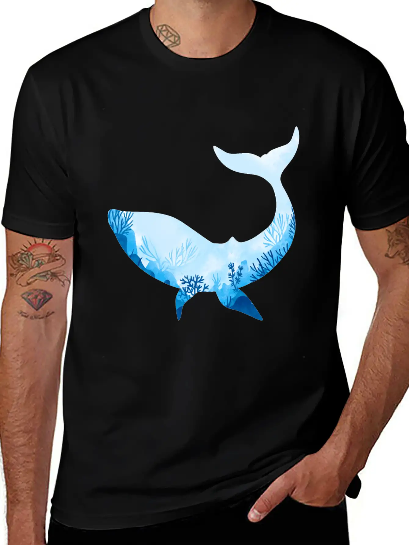 Whale With Ocean Diver Design Love Scuba Diving Basic Graphic T-Shirt ¨C Daily Comfort In Soft Cotton