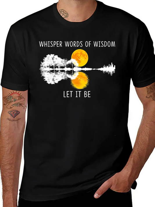 Whir Words Of Wisdom Let-It Be Guitar Lake Shadow Basic Graphic T-Shirt ¨C Daily Comfort In Soft Cotton