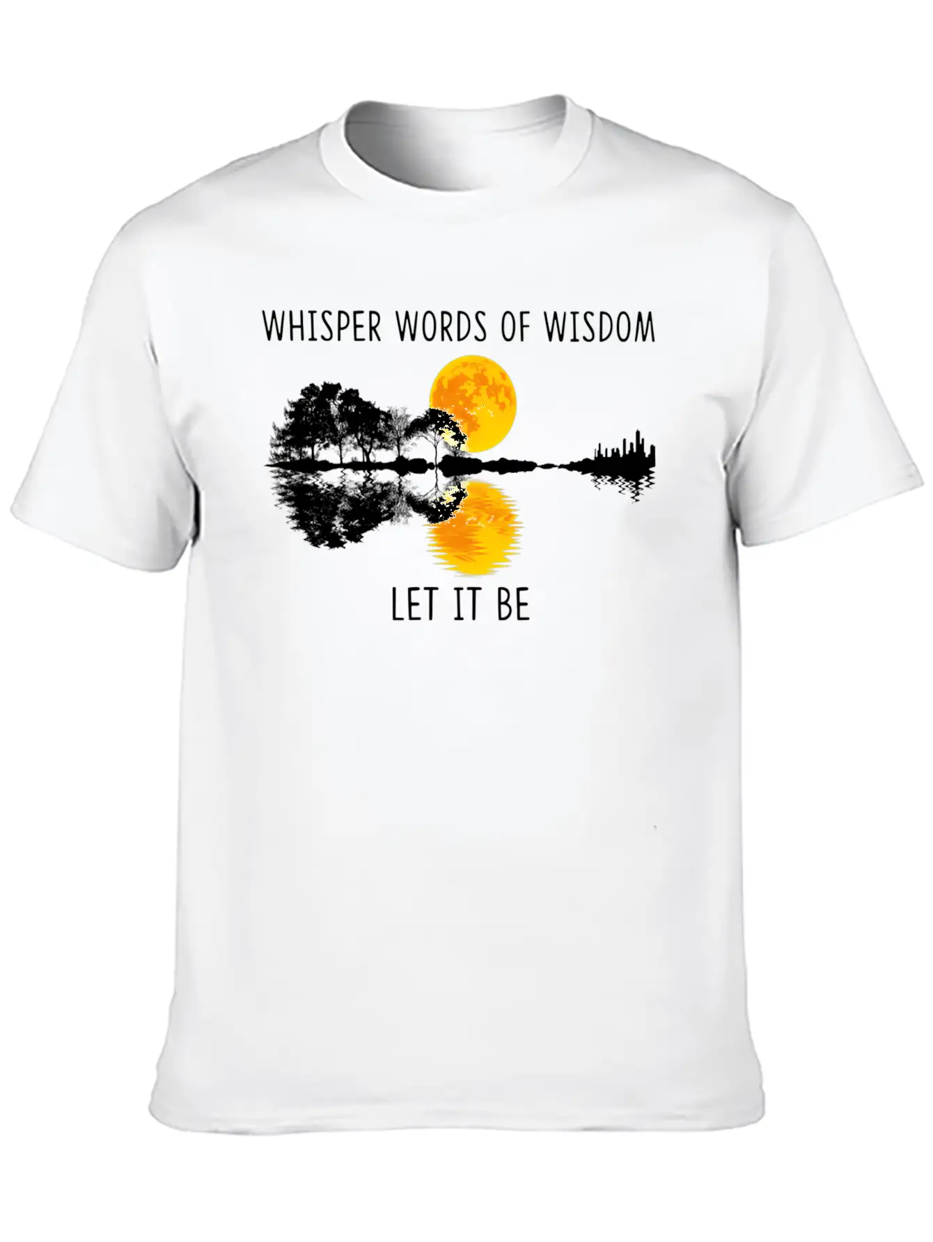 Whir Words Of Wisdom Let-It Be Guitar Lake Shadow Basic Graphic T-Shirt ¨C Daily Comfort In Soft Cotton