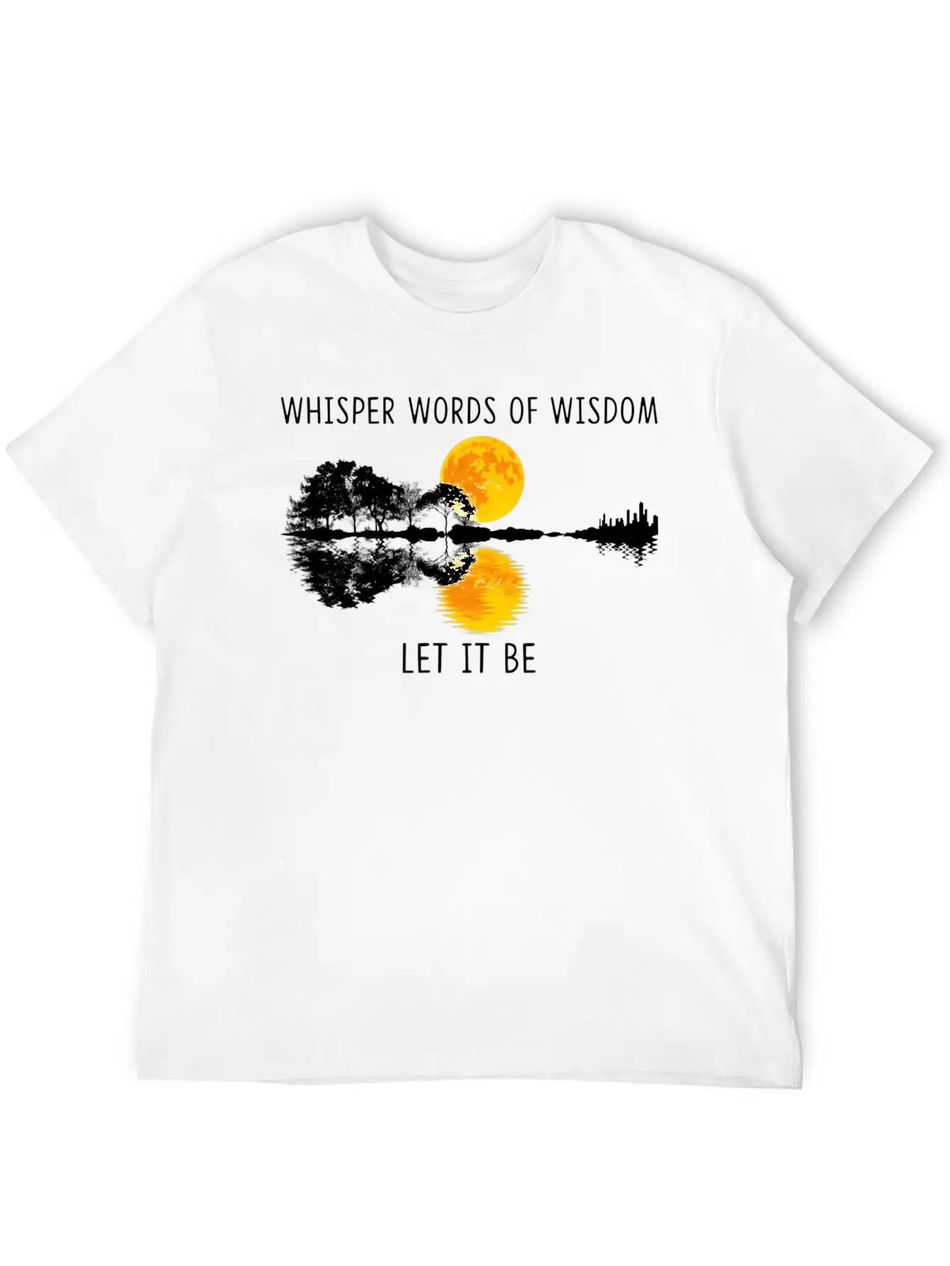 Whir Words Of Wisdom Let-It Be Guitar Lake Shadow Basic Graphic T-Shirt ¨C Daily Comfort In Soft Cotton