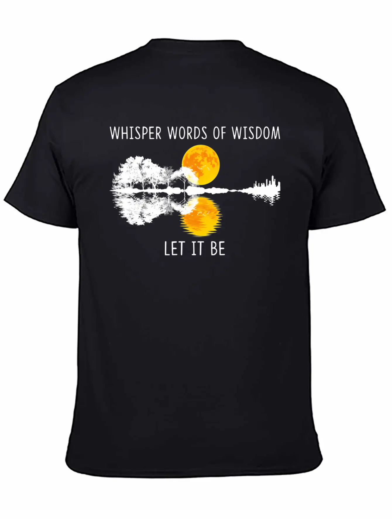 Whir Words Of Wisdom Let-It Be Guitar Lake Shadow Basic Graphic T-Shirt ¨C Daily Comfort In Soft Cotton