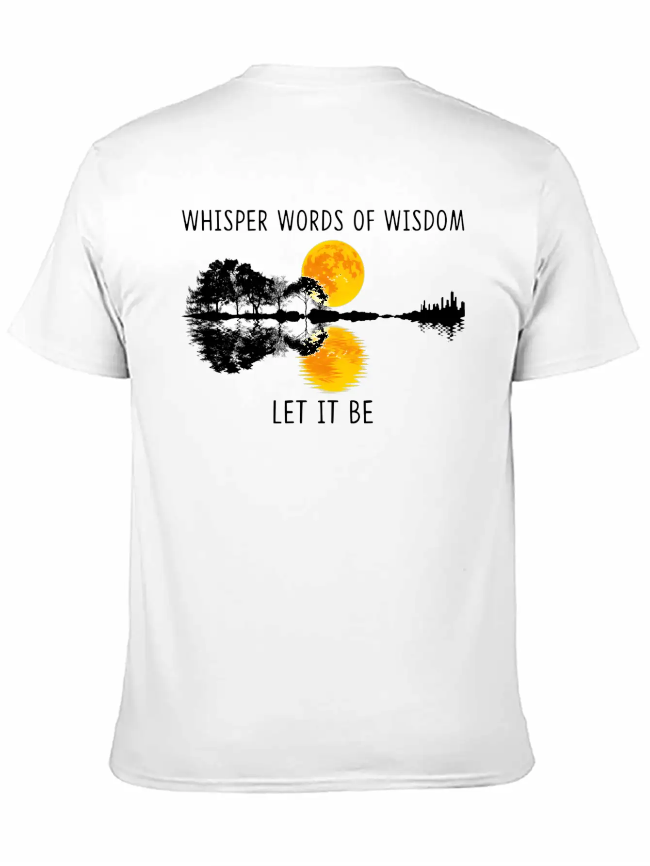 Whir Words Of Wisdom Let-It Be Guitar Lake Shadow Basic Graphic T-Shirt ¨C Daily Comfort In Soft Cotton
