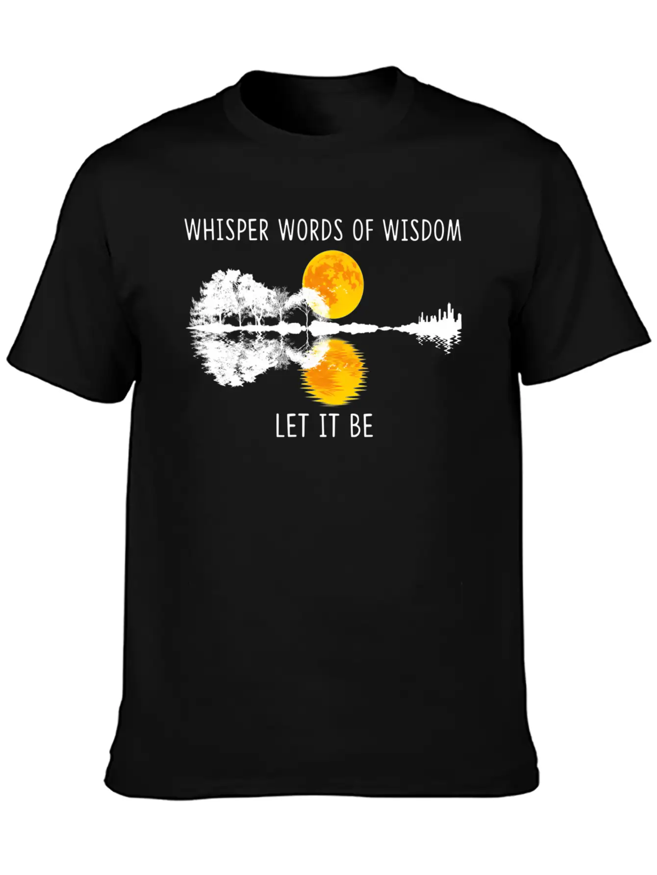 Whir Words Of Wisdom Let-It Be Guitar Lake Shadow Basic Graphic T-Shirt ¨C Daily Comfort In Soft Cotton