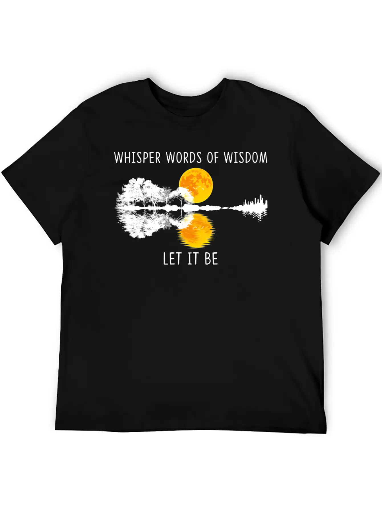 Whir Words Of Wisdom Let-It Be Guitar Lake Shadow Basic Graphic T-Shirt ¨C Daily Comfort In Soft Cotton