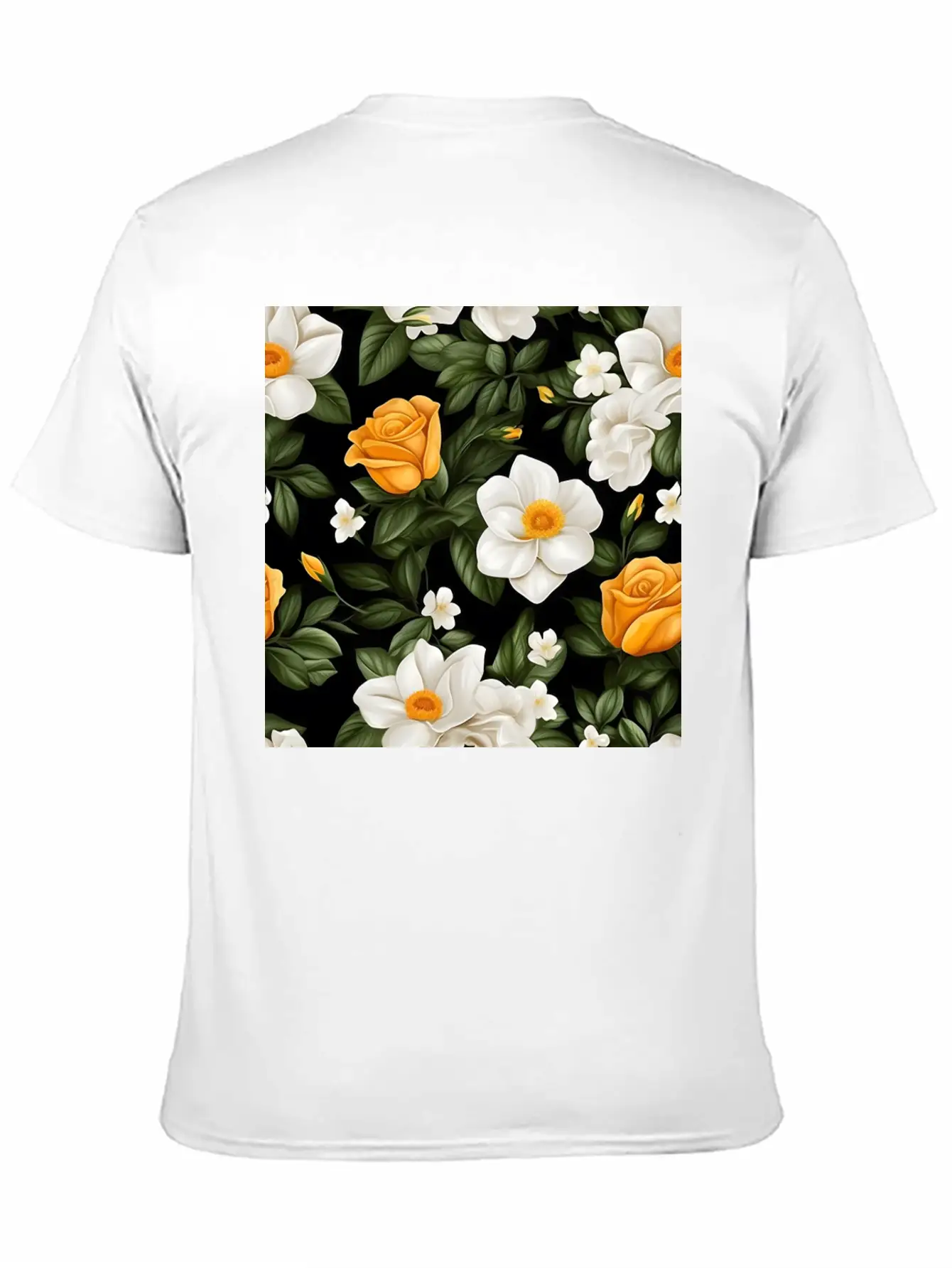 White Roses Flower Blooms Blossom Pattern Soft Cotton Short Sleeve Tee ¨C Unisex Wardrobe Staple