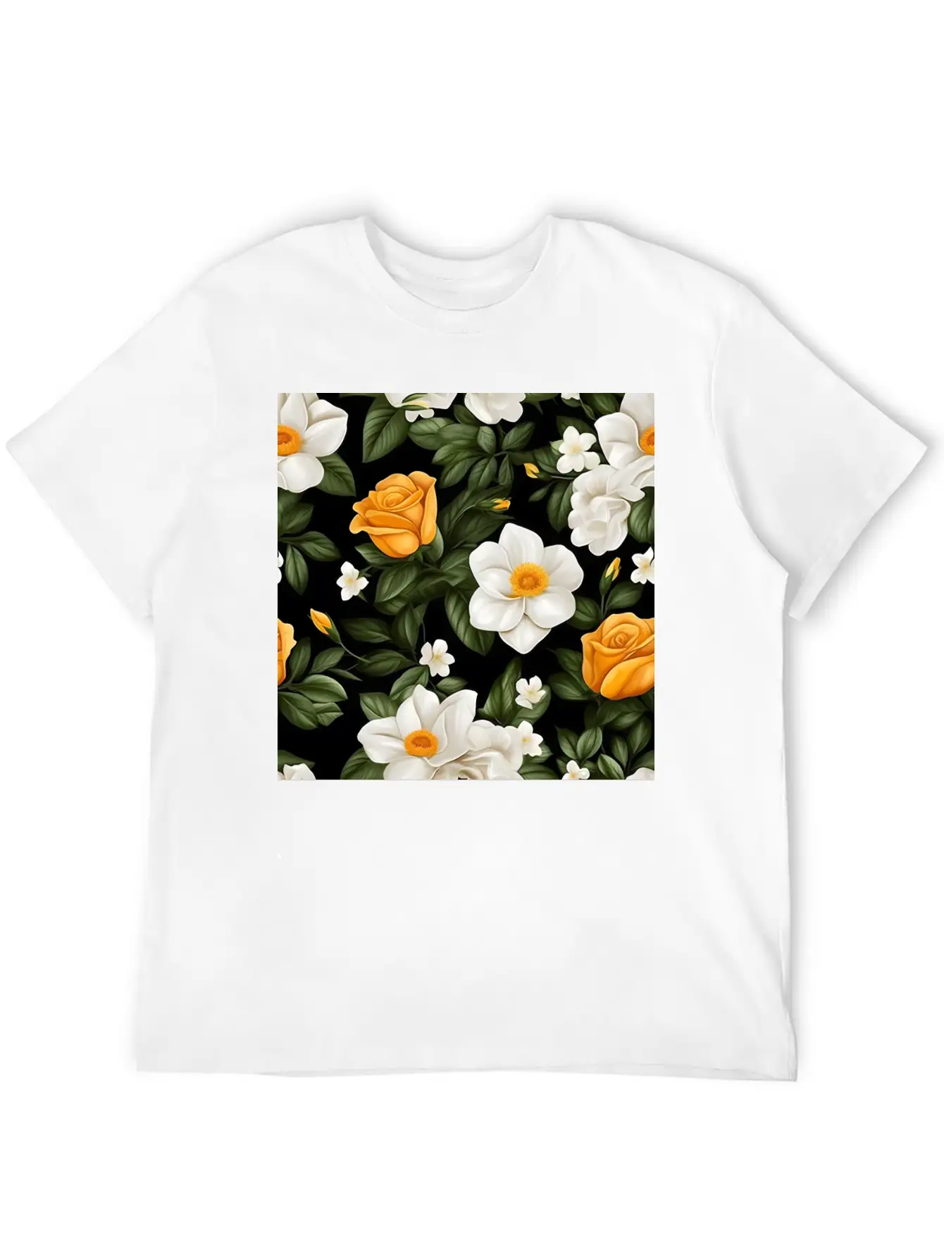 White Roses Flower Blooms Blossom Pattern Soft Cotton Short Sleeve Tee ¨C Unisex Wardrobe Staple