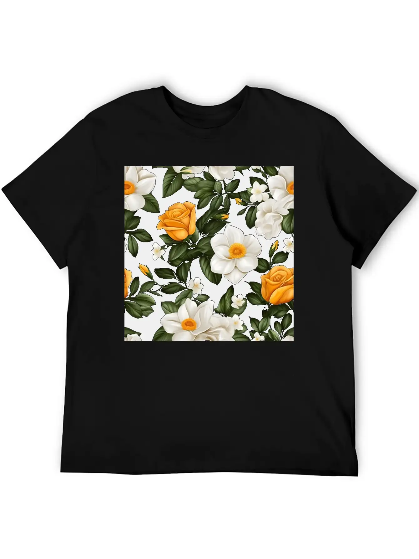 White Roses Flower Blooms Blossom Pattern Soft Cotton Short Sleeve Tee ¨C Unisex Wardrobe Staple