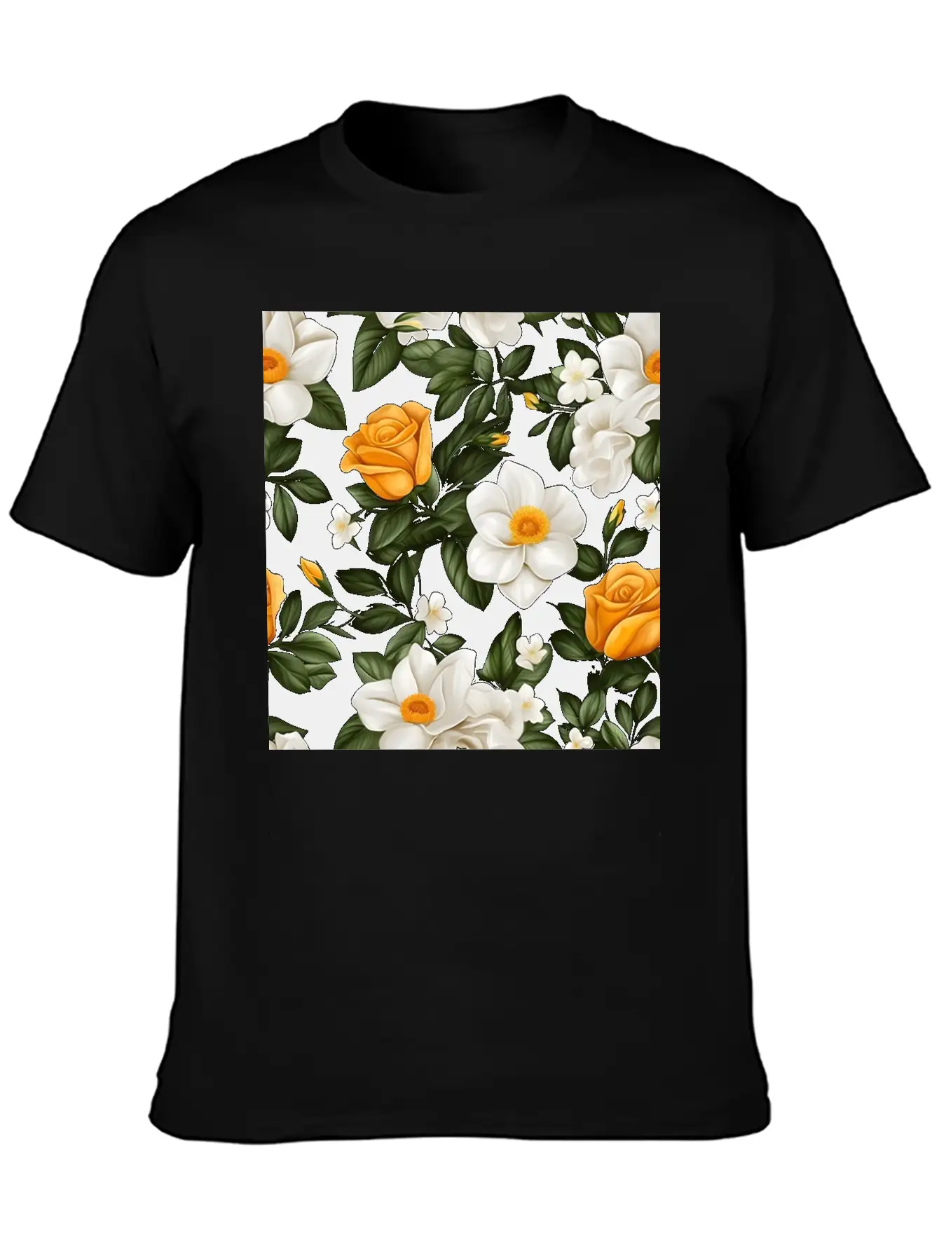 White Roses Flower Blooms Blossom Pattern Soft Cotton Short Sleeve Tee ¨C Unisex Wardrobe Staple