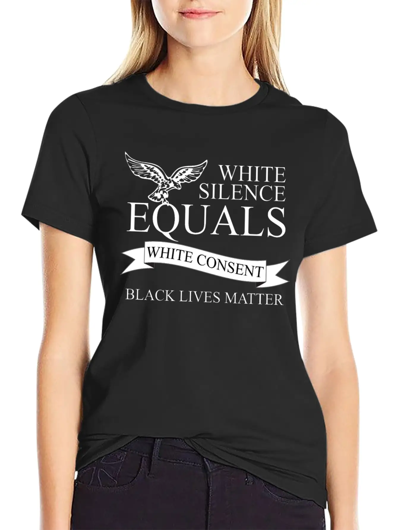 White Silence Equals Basic Graphic T-Shirt ¨C Daily Comfort In Soft Cotton