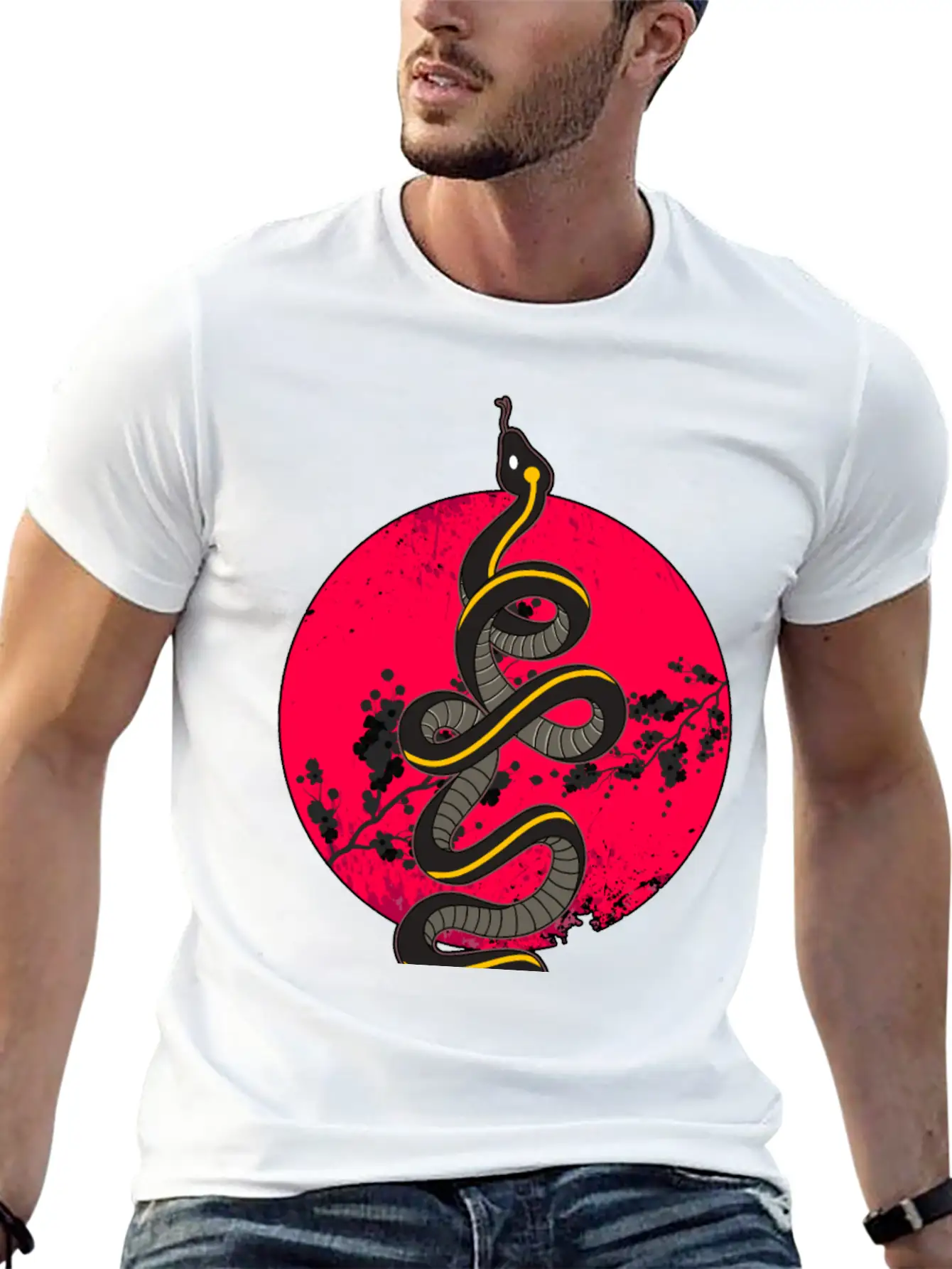 Wild Snake Tattoo Unisex Casual T-Shirt ¨C Clean Design For Daily Comfort