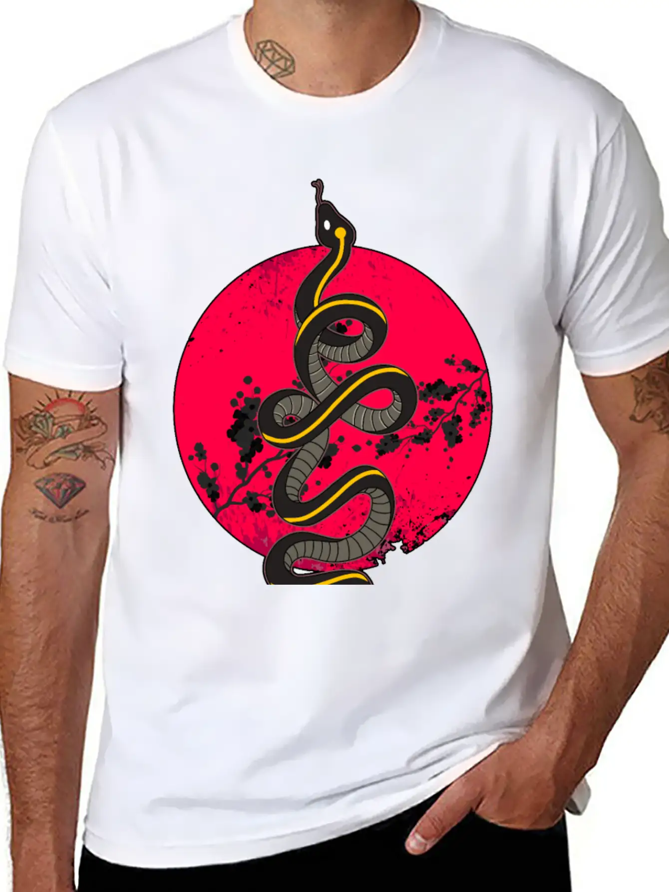 Wild Snake Tattoo Unisex Casual T-Shirt ¨C Clean Design For Daily Comfort