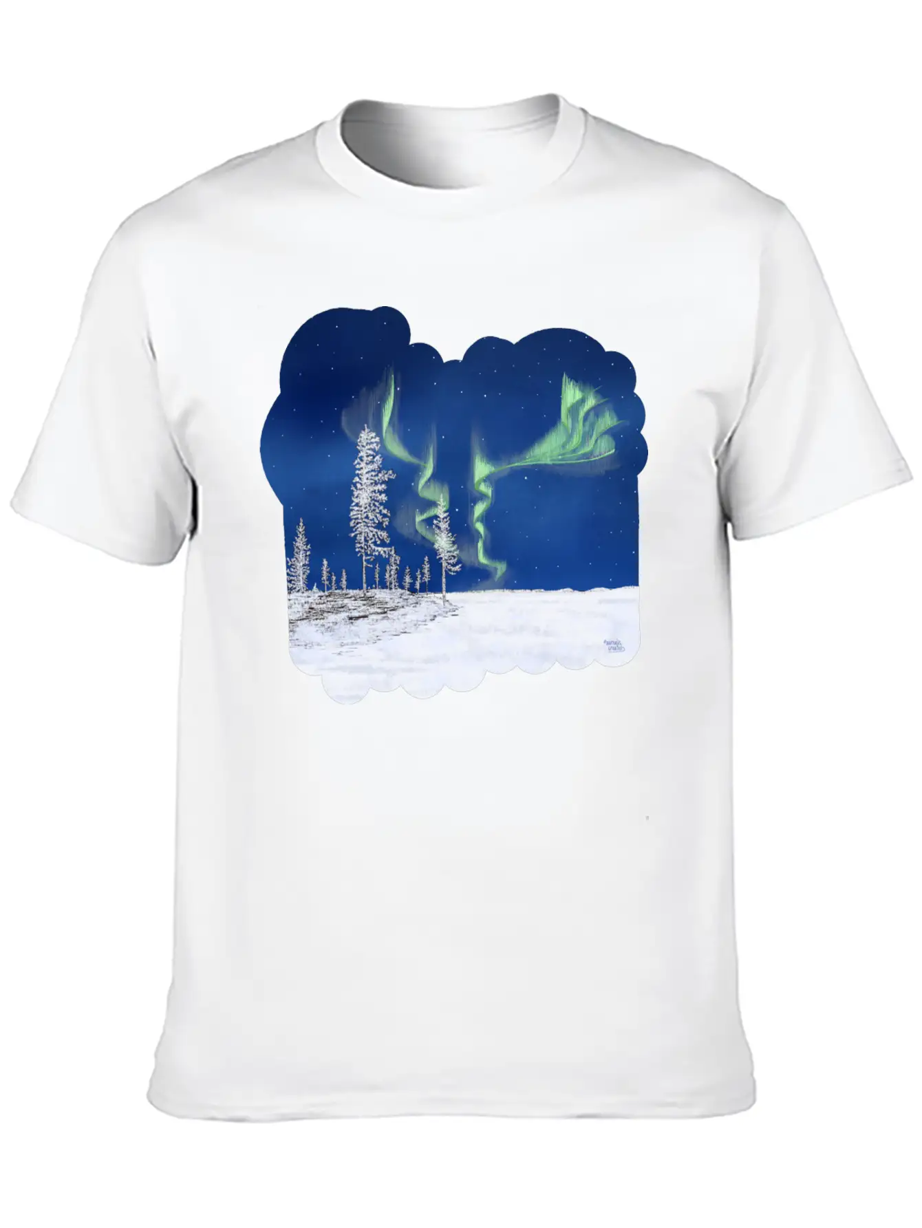 Winter Aurora Borealis Essential Cotton Tee For Daily Outfits ¨C Unisex Style
