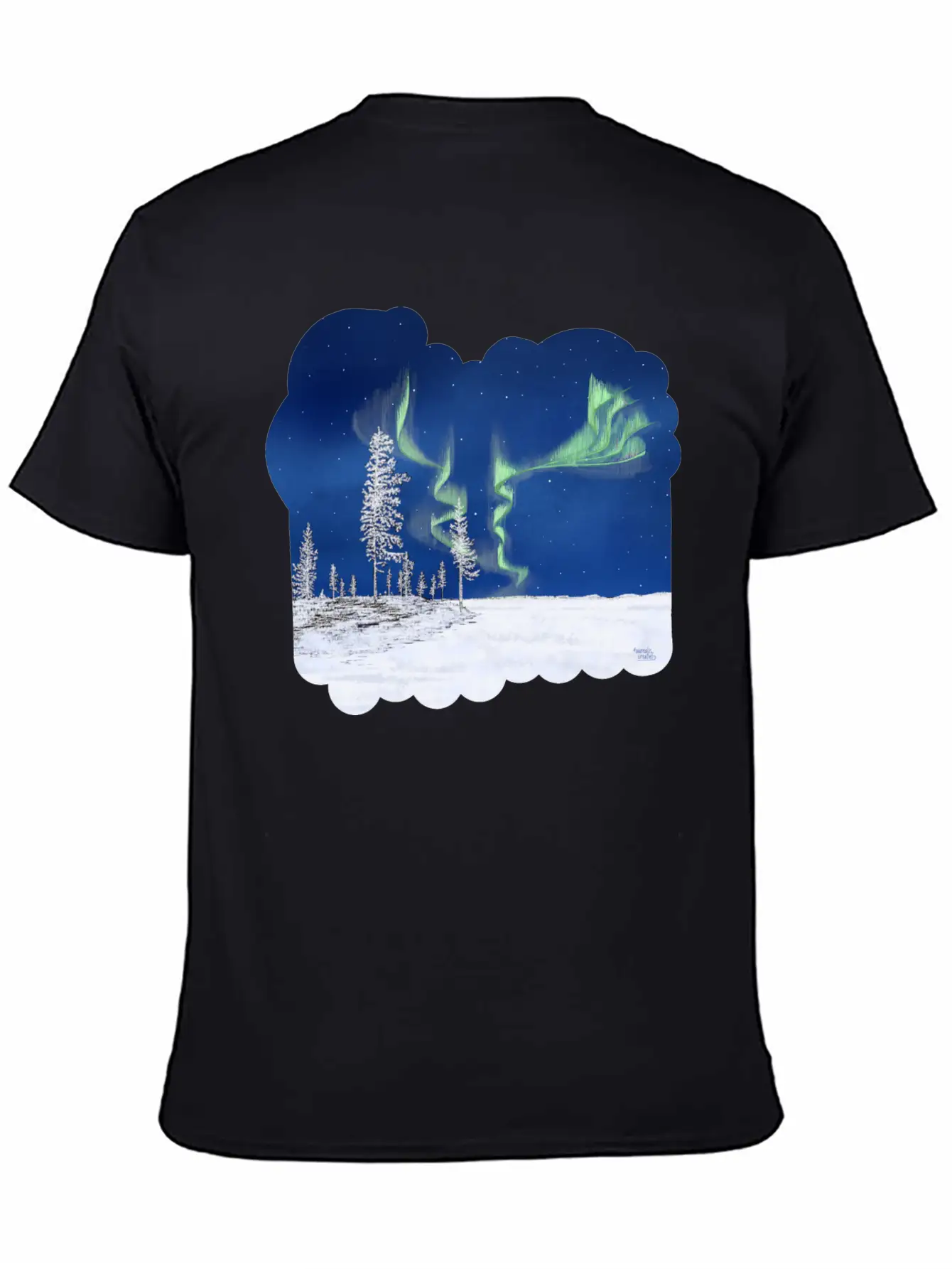 Winter Aurora Borealis Essential Cotton Tee For Daily Outfits ¨C Unisex Style