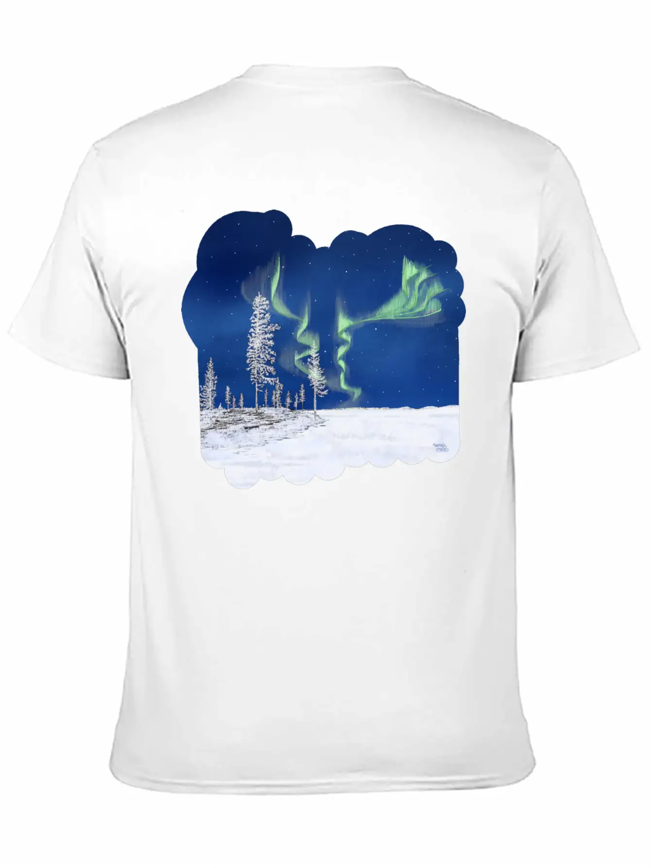Winter Aurora Borealis Essential Cotton Tee For Daily Outfits ¨C Unisex Style