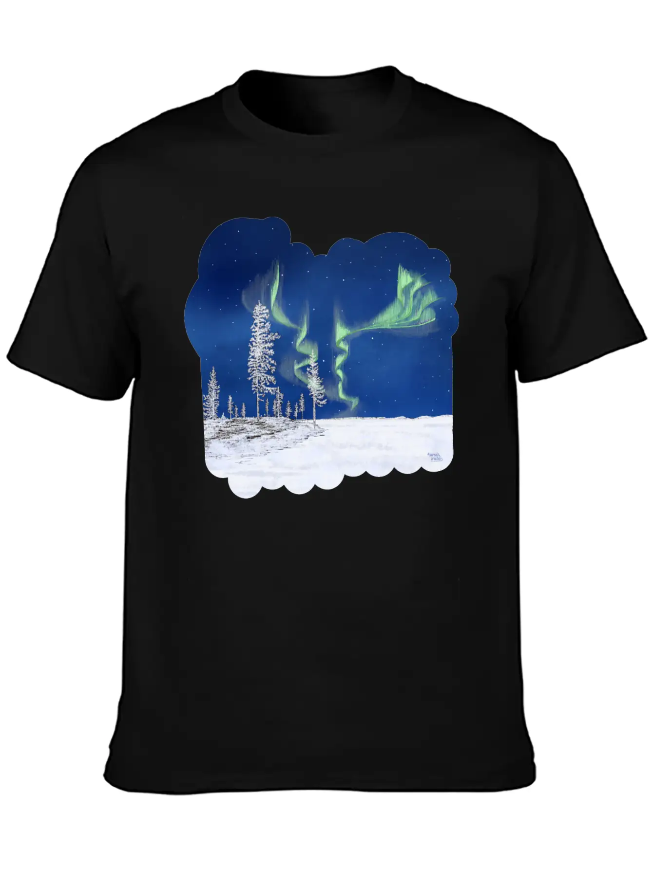 Winter Aurora Borealis Essential Cotton Tee For Daily Outfits ¨C Unisex Style