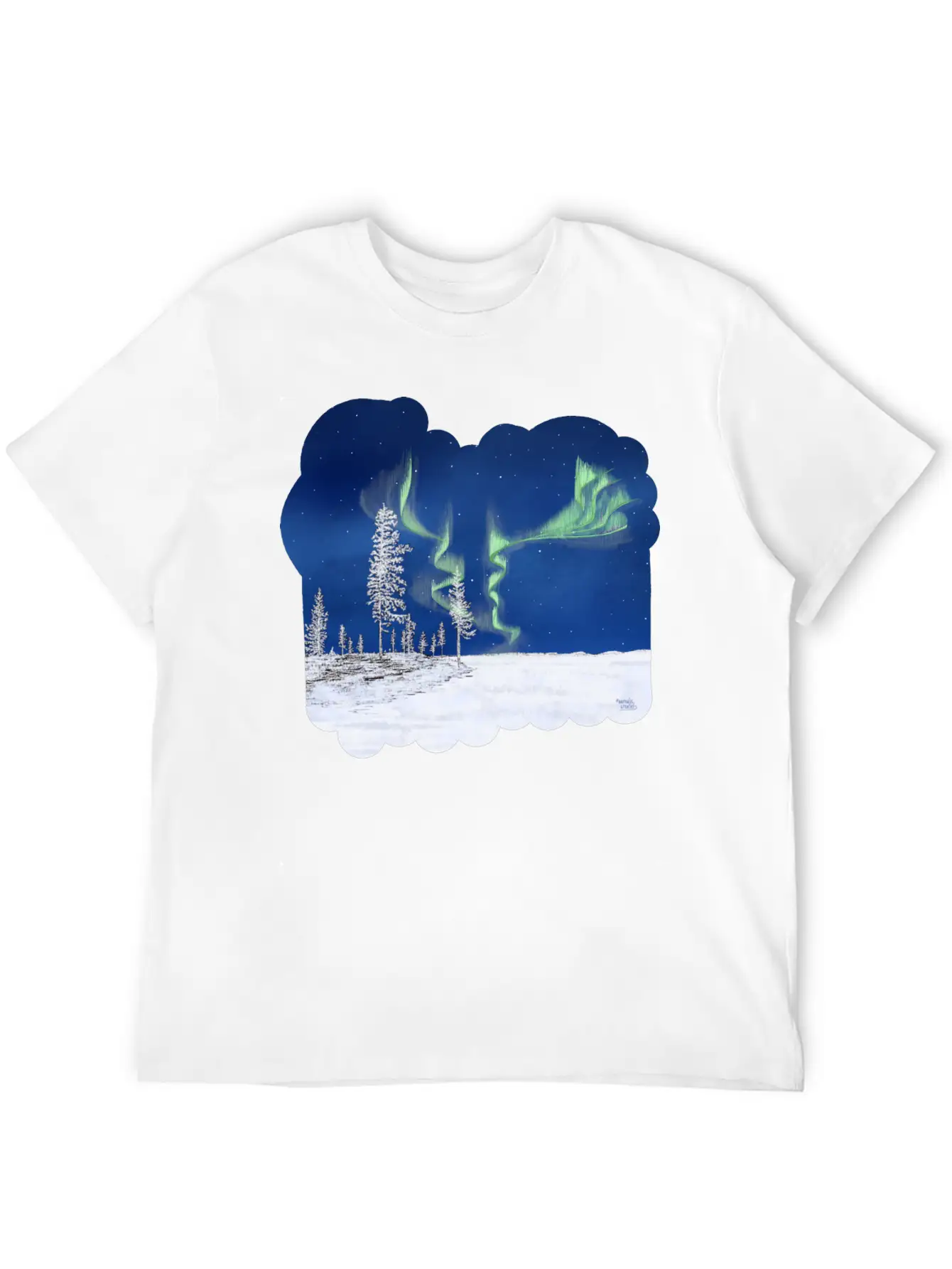 Winter Aurora Borealis Essential Cotton Tee For Daily Outfits ¨C Unisex Style