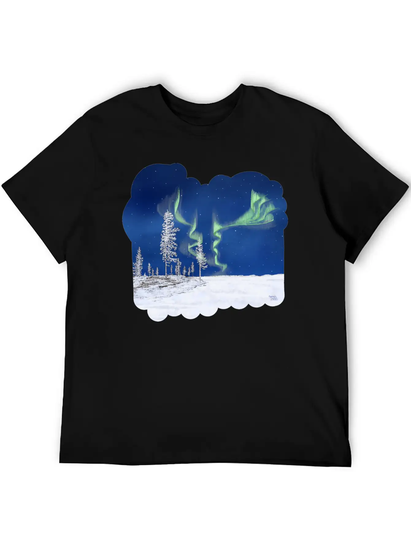 Winter Aurora Borealis Essential Cotton Tee For Daily Outfits ¨C Unisex Style
