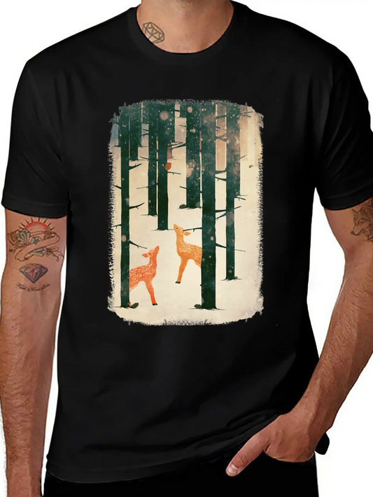 Winter Deer Essential Cotton Tee For Daily Outfits ¨C Unisex Style