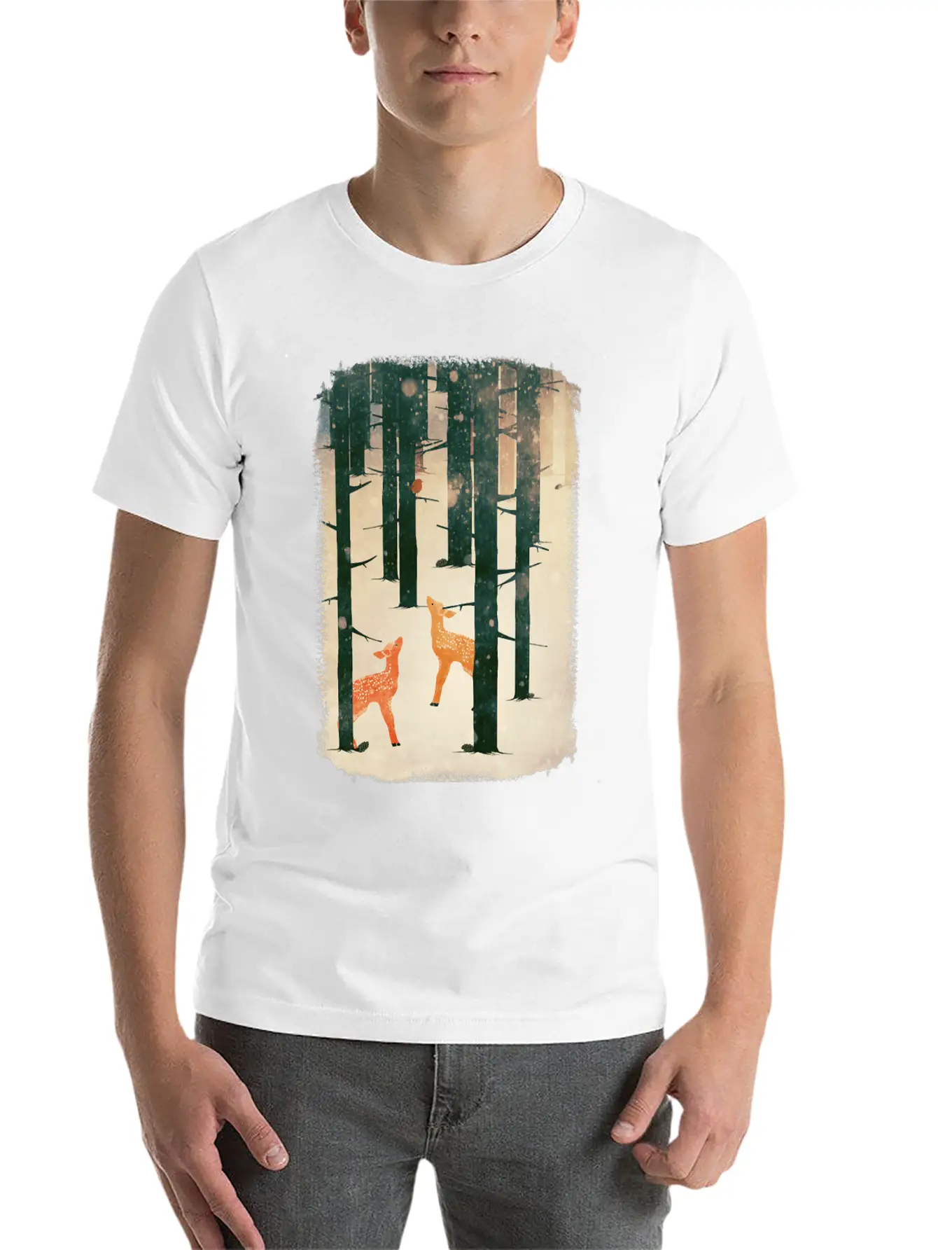 Winter Deer Essential Cotton Tee For Daily Outfits ¨C Unisex Style