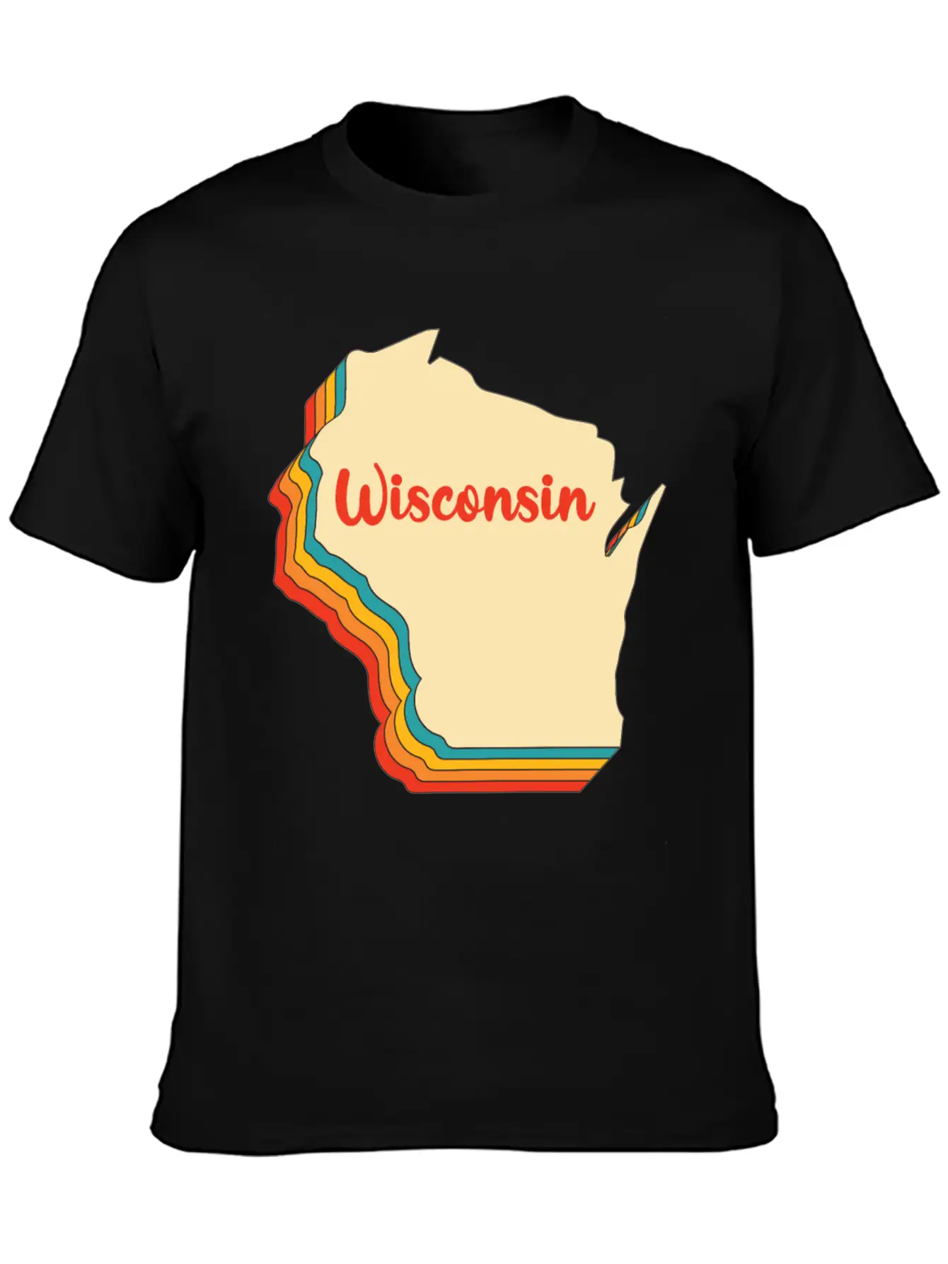 Wisconsin Map Outline Vintage Retro Wis Home State Basic Graphic T-Shirt ¨C Daily Comfort In Soft Cotton